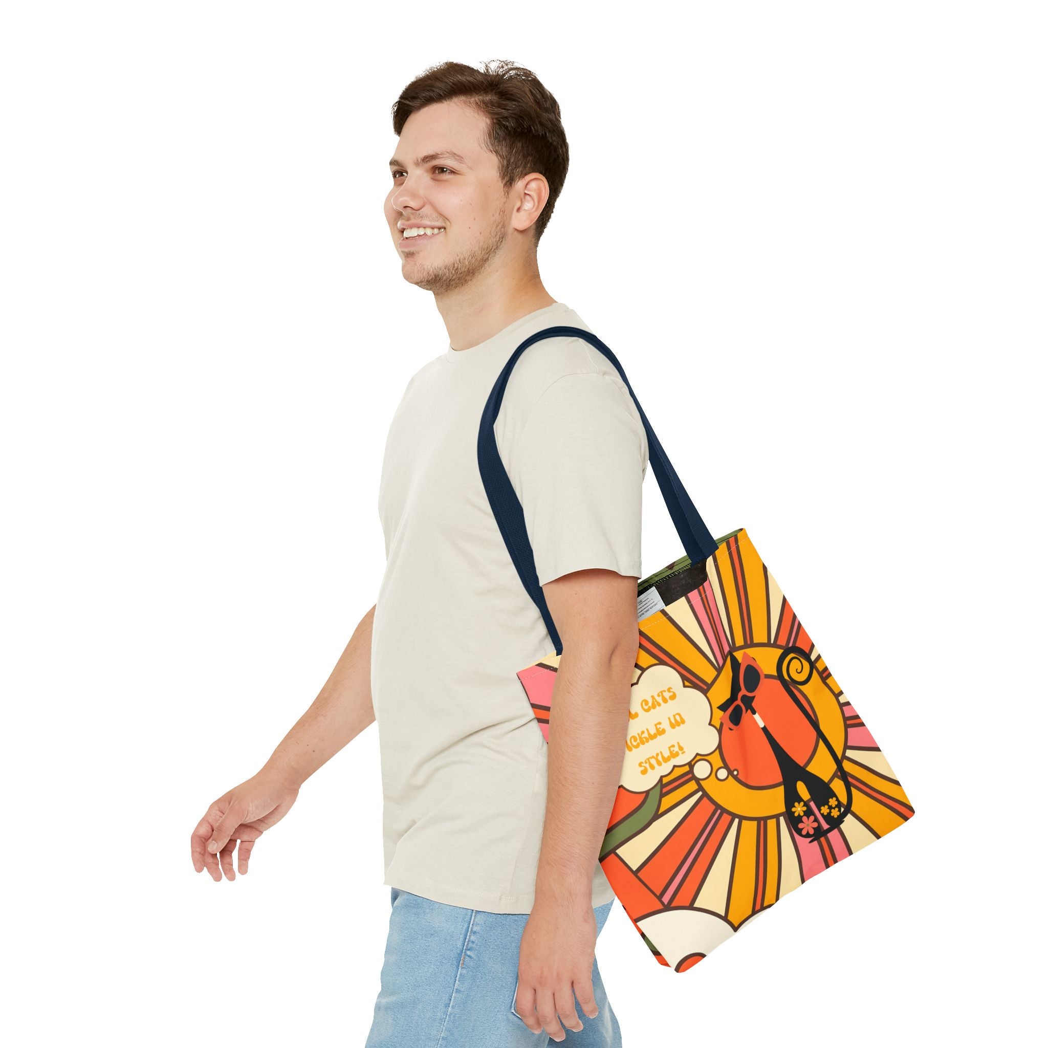 Pickleball Player Lover Tote Bag, Retro Groovy Mod Cat