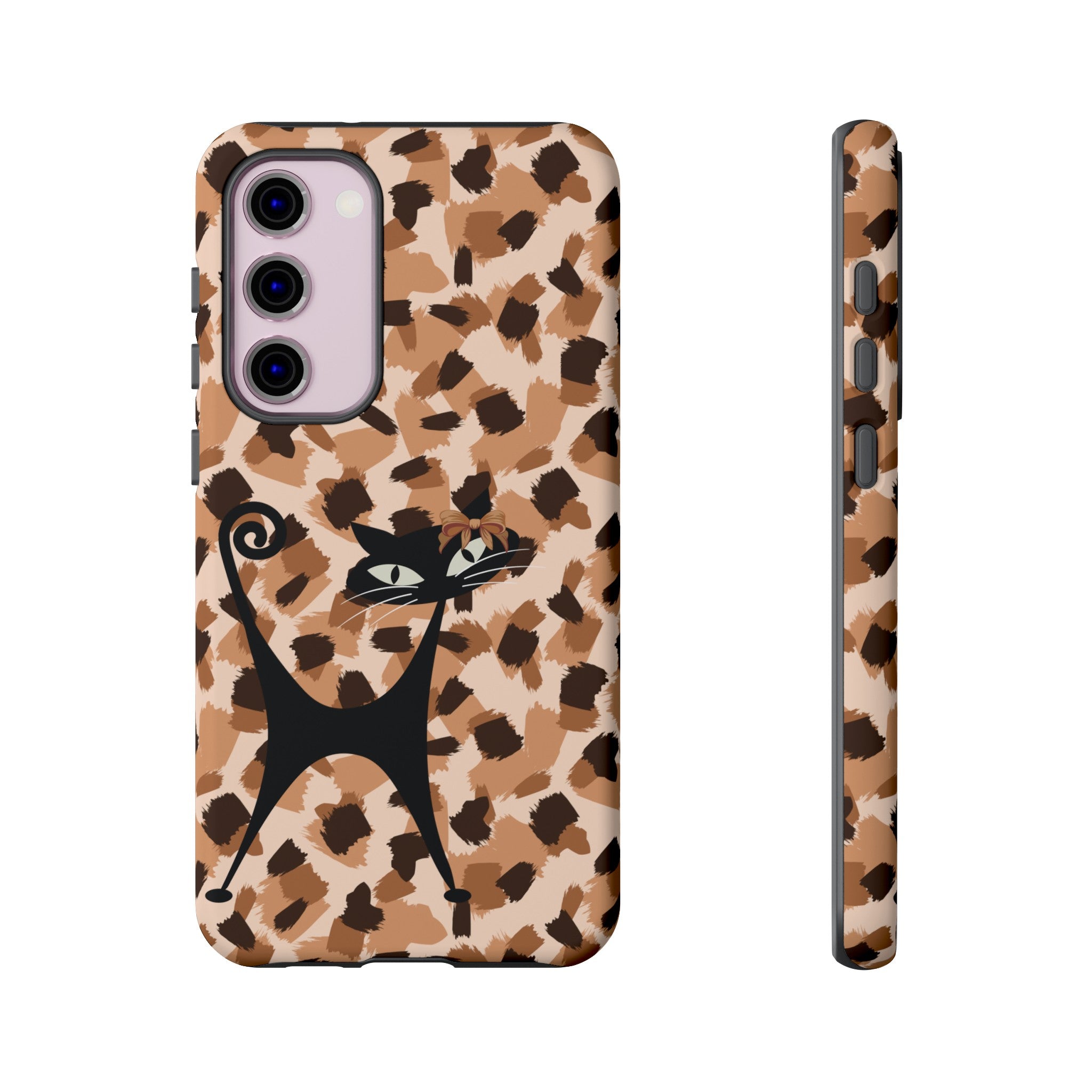 Mid Century Modern Atomic Cat, Animal Print Kitschy Trendy Smart Phone Tough Cases