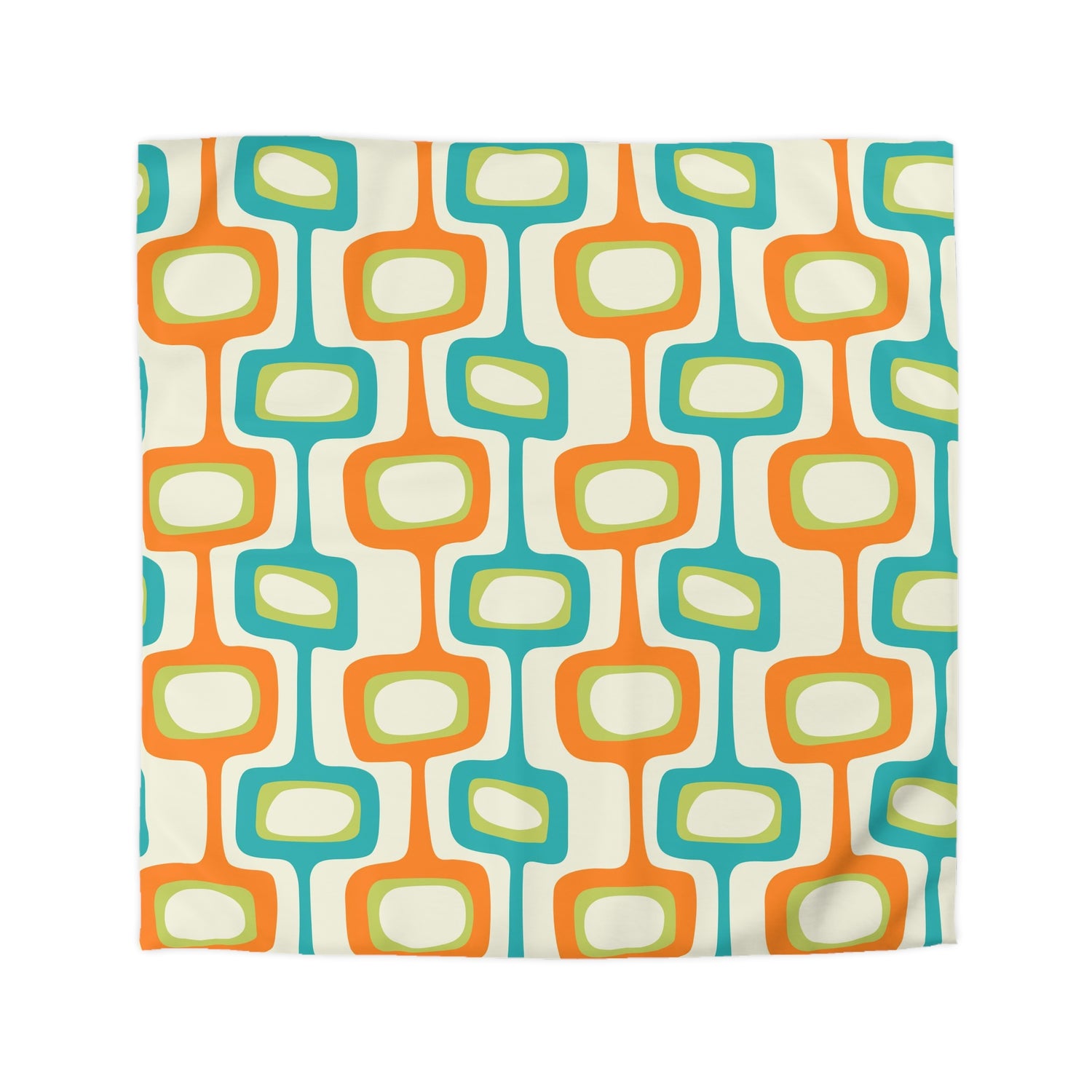 Mid Mod, MCM Teal, Orange, Cream Retro Groovy, Funky Fun Mid Century Modern Duvet Cover - Mid Century Modern Gal