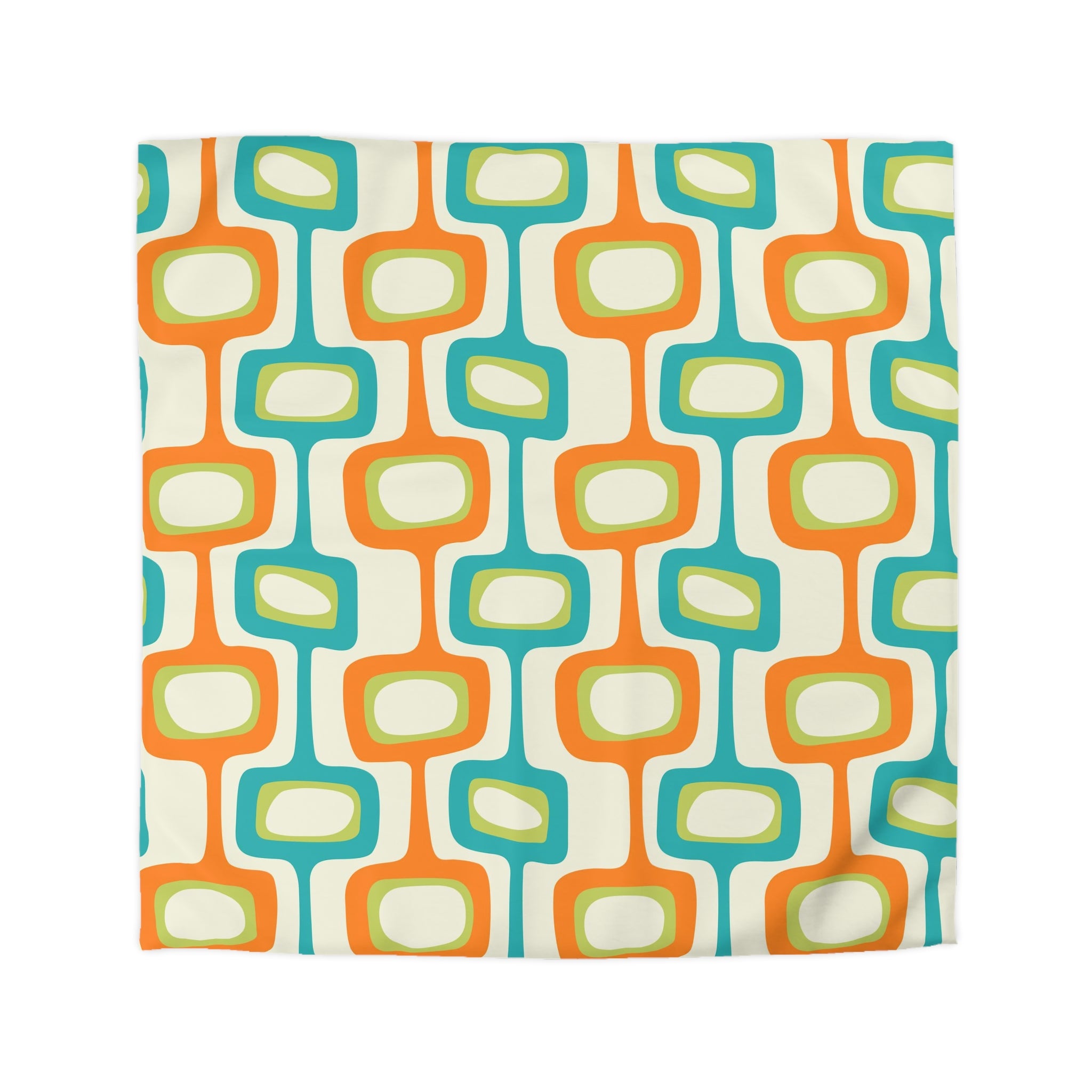 Mid Mod, MCM Teal, Orange, Cream Retro Groovy, Funky Fun Mid Century Modern Duvet Cover - Mid Century Modern Gal