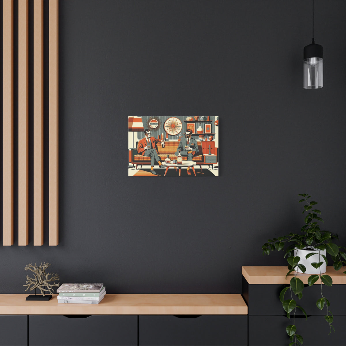 Mid Century Modern Mod Dude, Gay Male Couple Drinking Bourbon, MCM Art - Mid Century Modern Gal