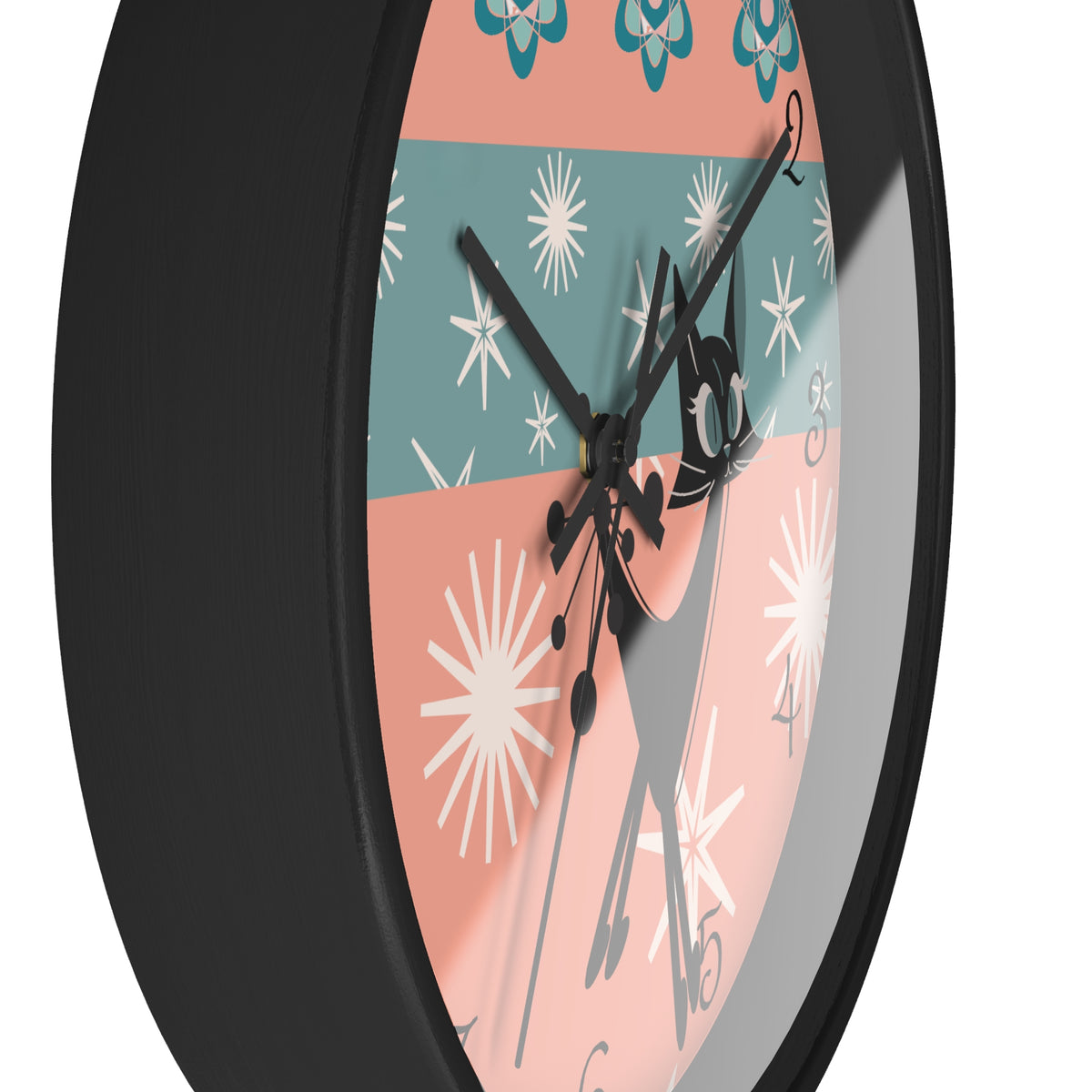 Atomic Cat Wall Clock, Mid Century Modern Kitschy 50s Style, Livingroom, Bedroom, Kitchen MCM Wall Clock - Mid Century Modern Gal