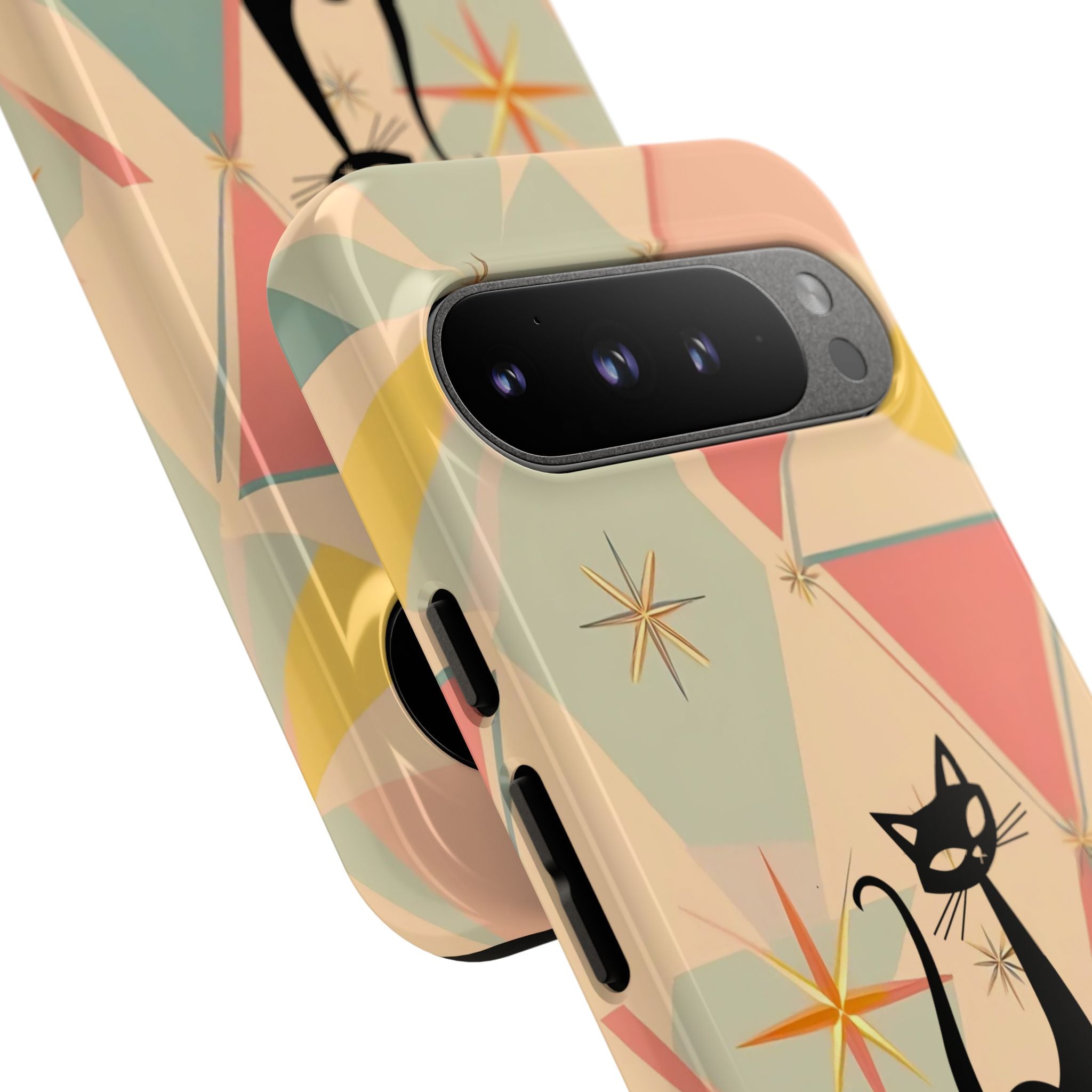 Atomic Cat Mid Mod Retro Cat Phone Case | Tough Cases with Vintage Vibe | Ideal for Cat Lovers