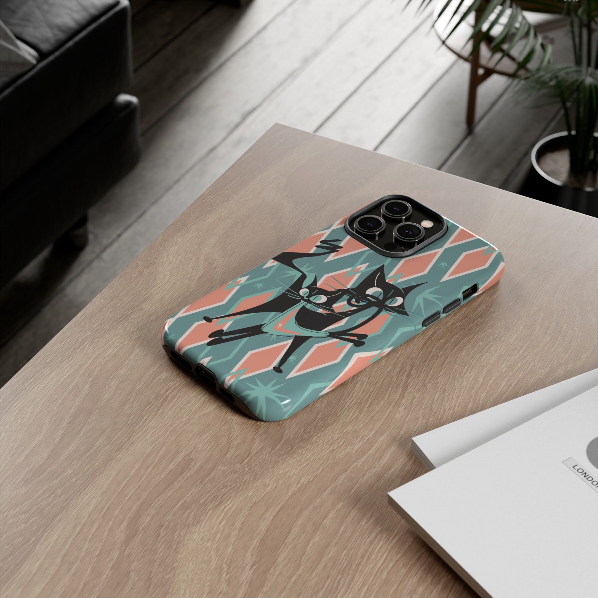 Mid Mod Atomic Cat Kitschy Retro Chic Samsung, Smart Phone Tough Cases - Mid Century Modern Gal