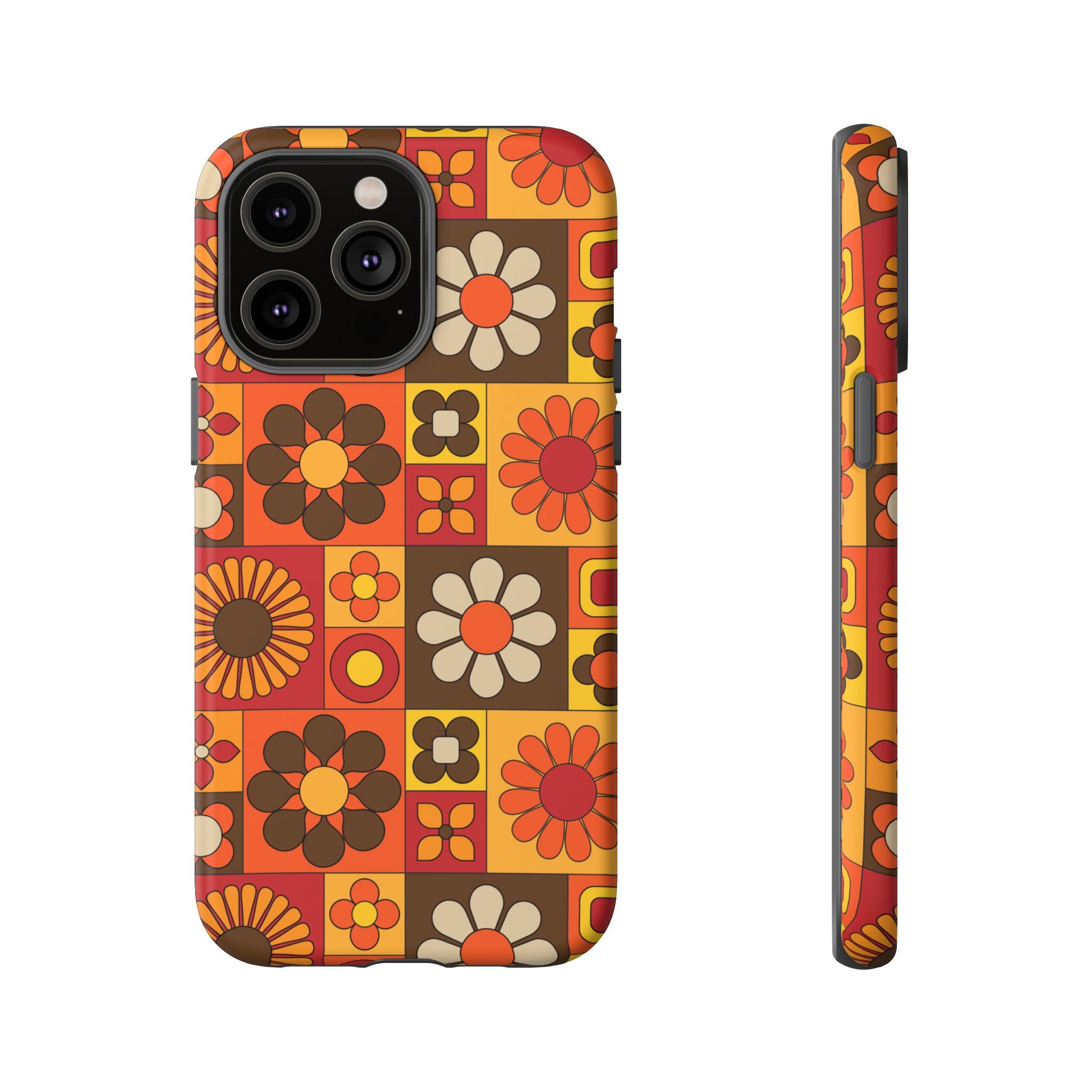Retro 70s Mid Mod Floral Phone Case | Tough Cases for Flower Lovers - Mid Century Modern Gal