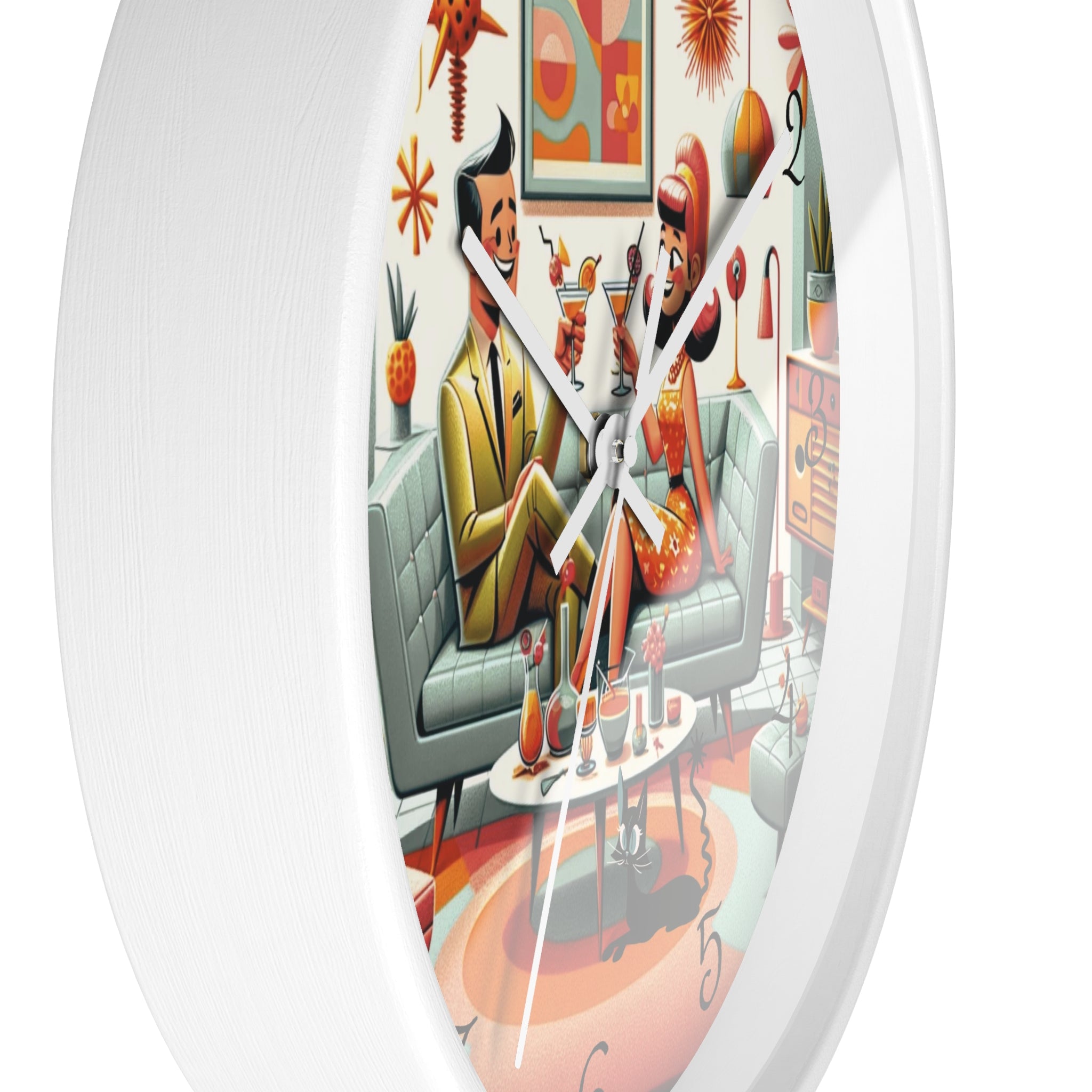 Mid Century Modern Kitschy Quirky Mod Couple, Fun Retro Wall Clock - Mid Century Modern Gal