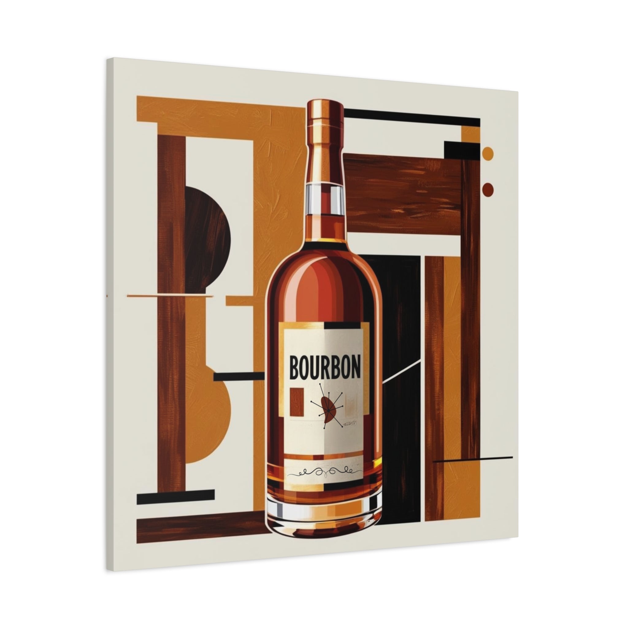 Abstract Bourbon Mid Mod Bauhaus Bourbon Lover Wall Art Canvas - Mid Century Modern Gal