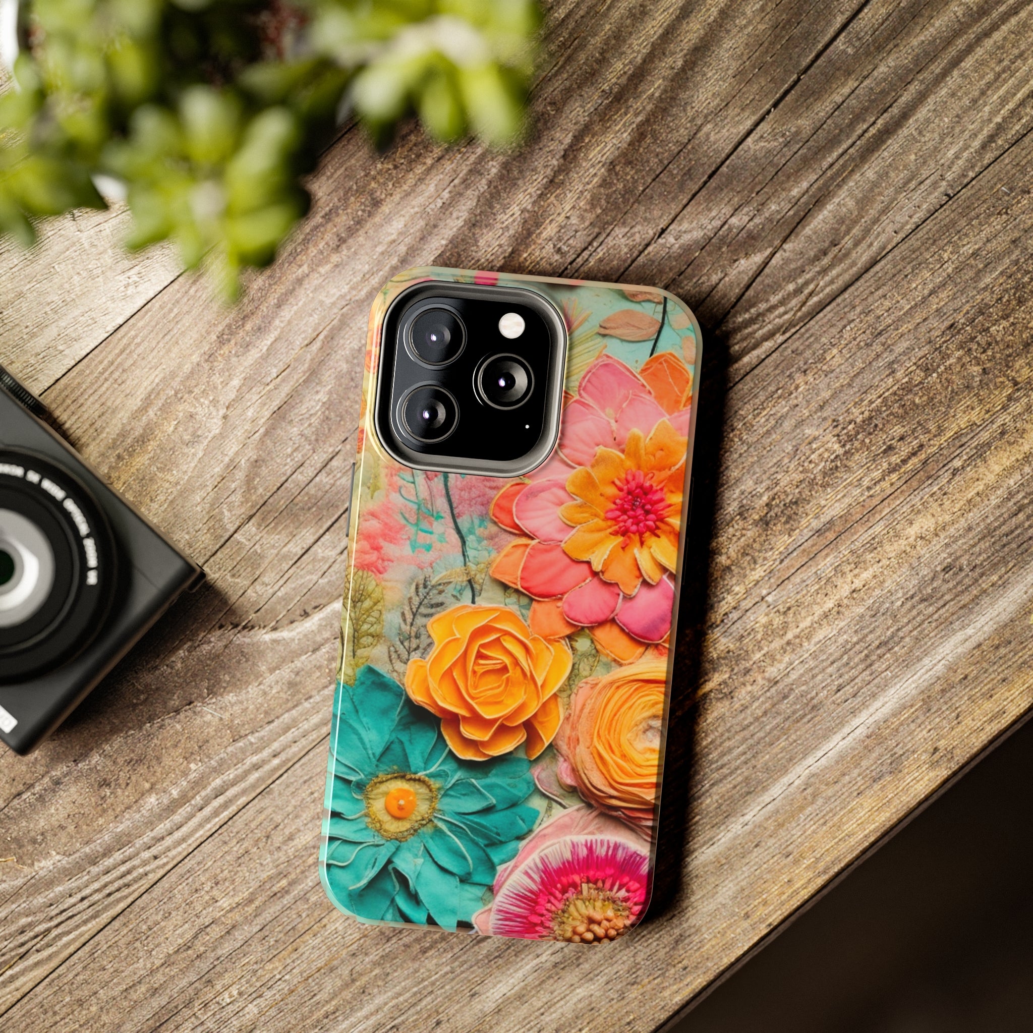 Boho Retro Floral Faux Pressed Flowers Smart Phone Tough Phone Cases - Mid Century Modern Gal