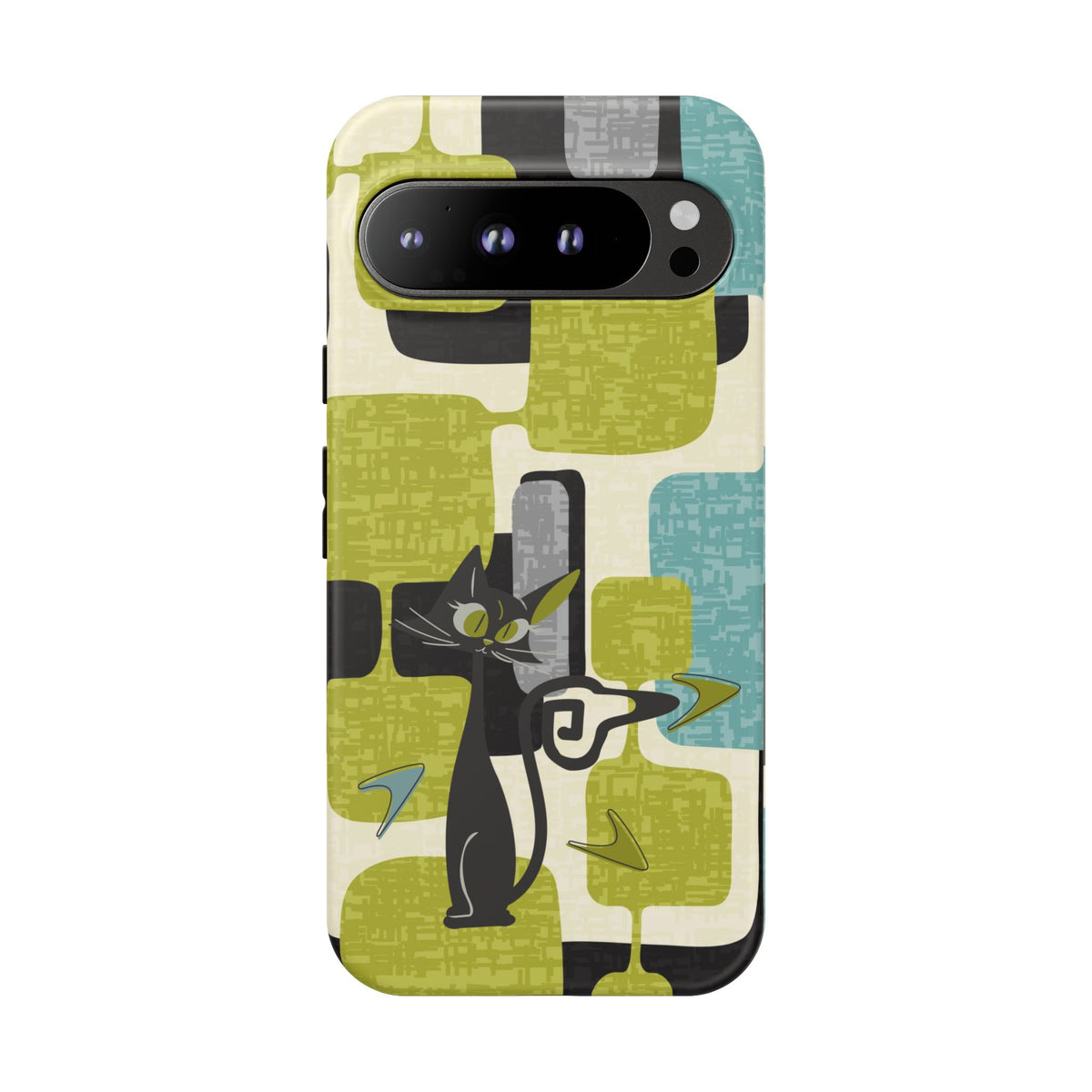 Mid Century Modern Geometric Kitschy Cat, Boomerang Retro Smart Phone Tough Cases