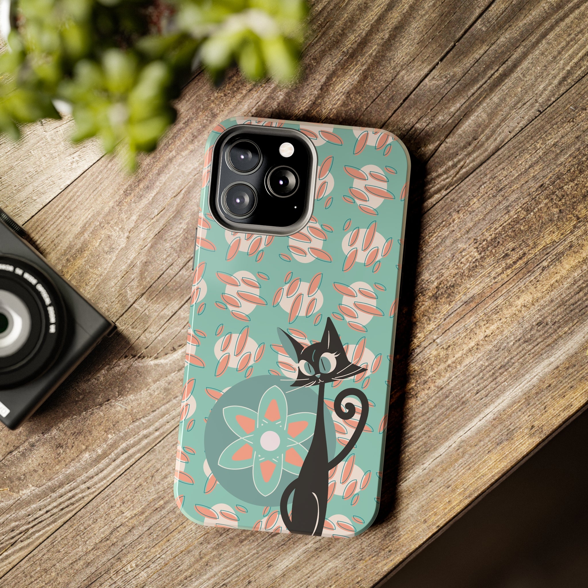 Atomic Cat, Mid Century Modern Funky Fun Smart Phone Tough Phone Cases - Mid Century Modern Gal