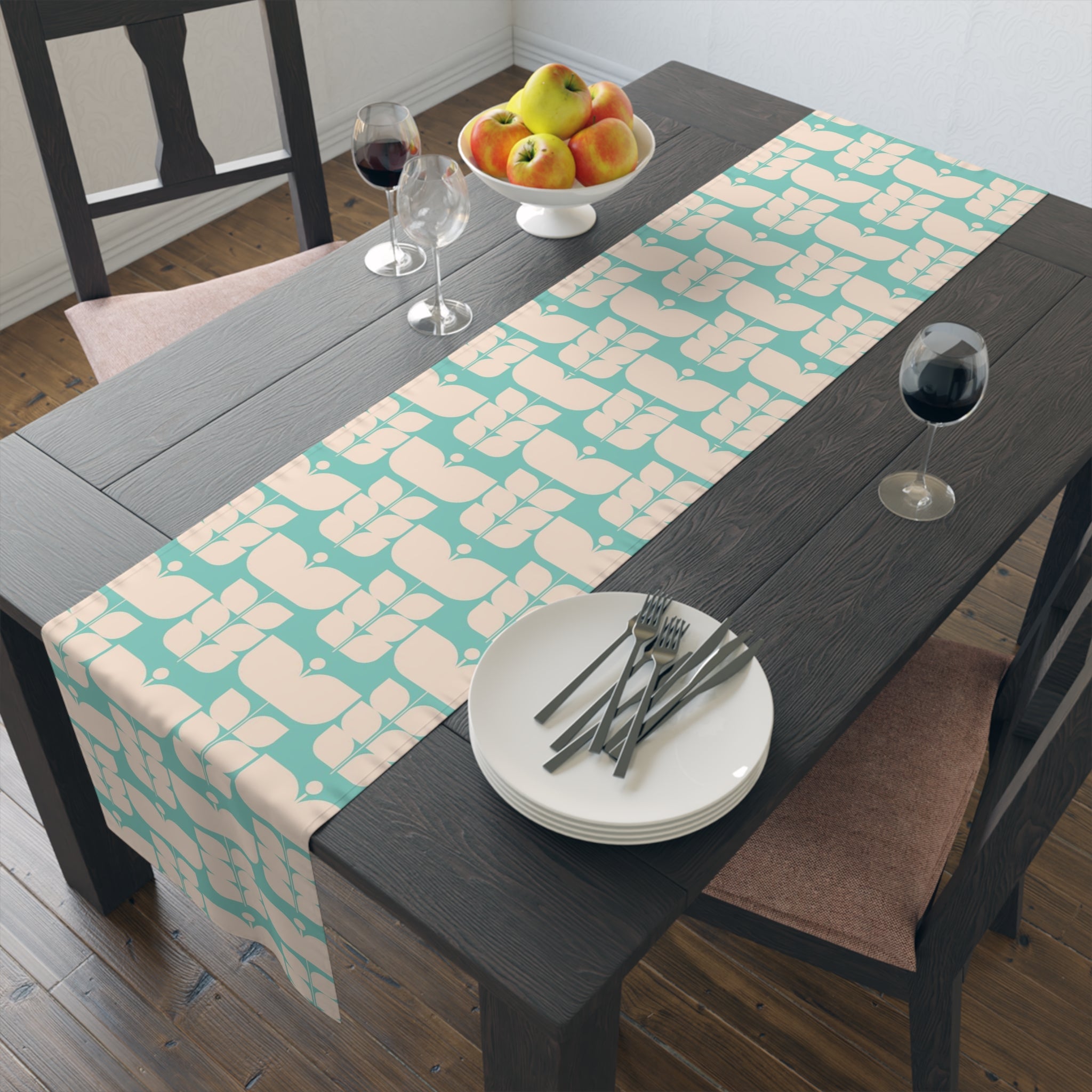 Mid Century Modern Scandi Designed Moder Danish Retro Flower Table Runner - Mid Century Modern Gal