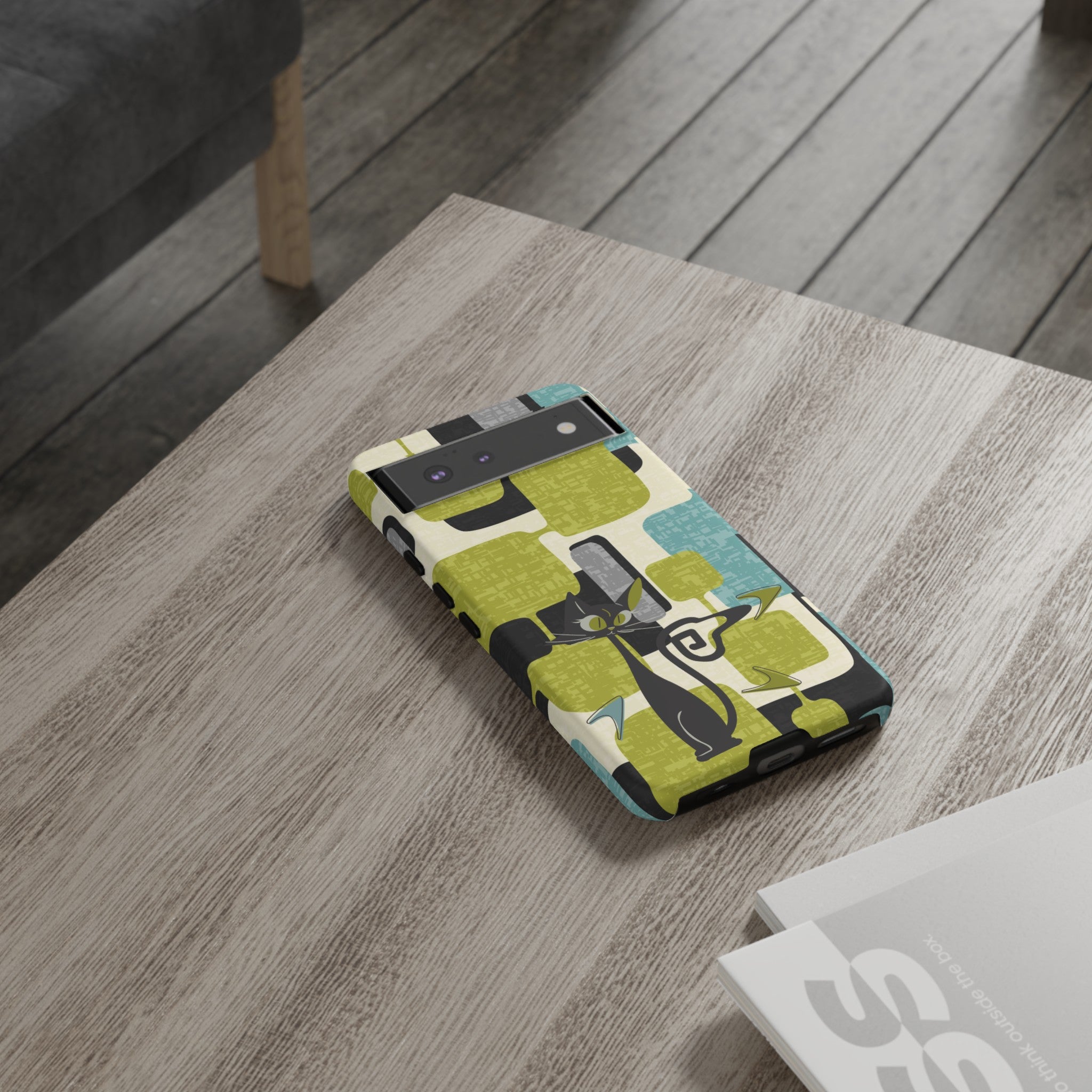 Mid Century Modern Geometric Kitschy Cat, Boomerang Retro Smart Phone Tough Cases - Mid Century Modern Gal