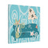 Atomic Cat Art, Quirky Kitschy Blue, Green,  Teal Mid Century Modern Wall Art - Mid Century Modern Gal