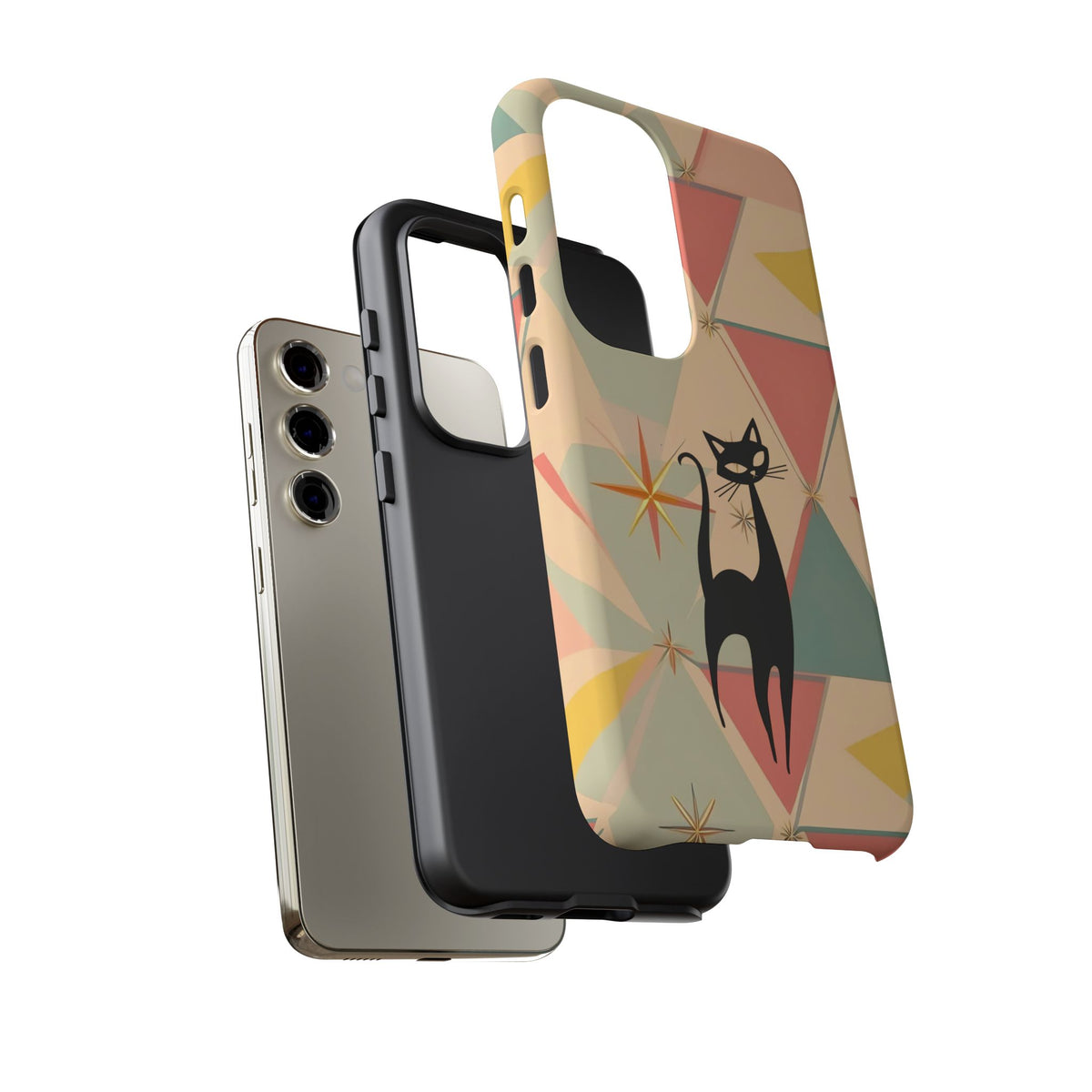 Atomic Cat Mid Mod Retro Cat Phone Case | Tough Cases with Vintage Vibe | Ideal for Cat Lovers