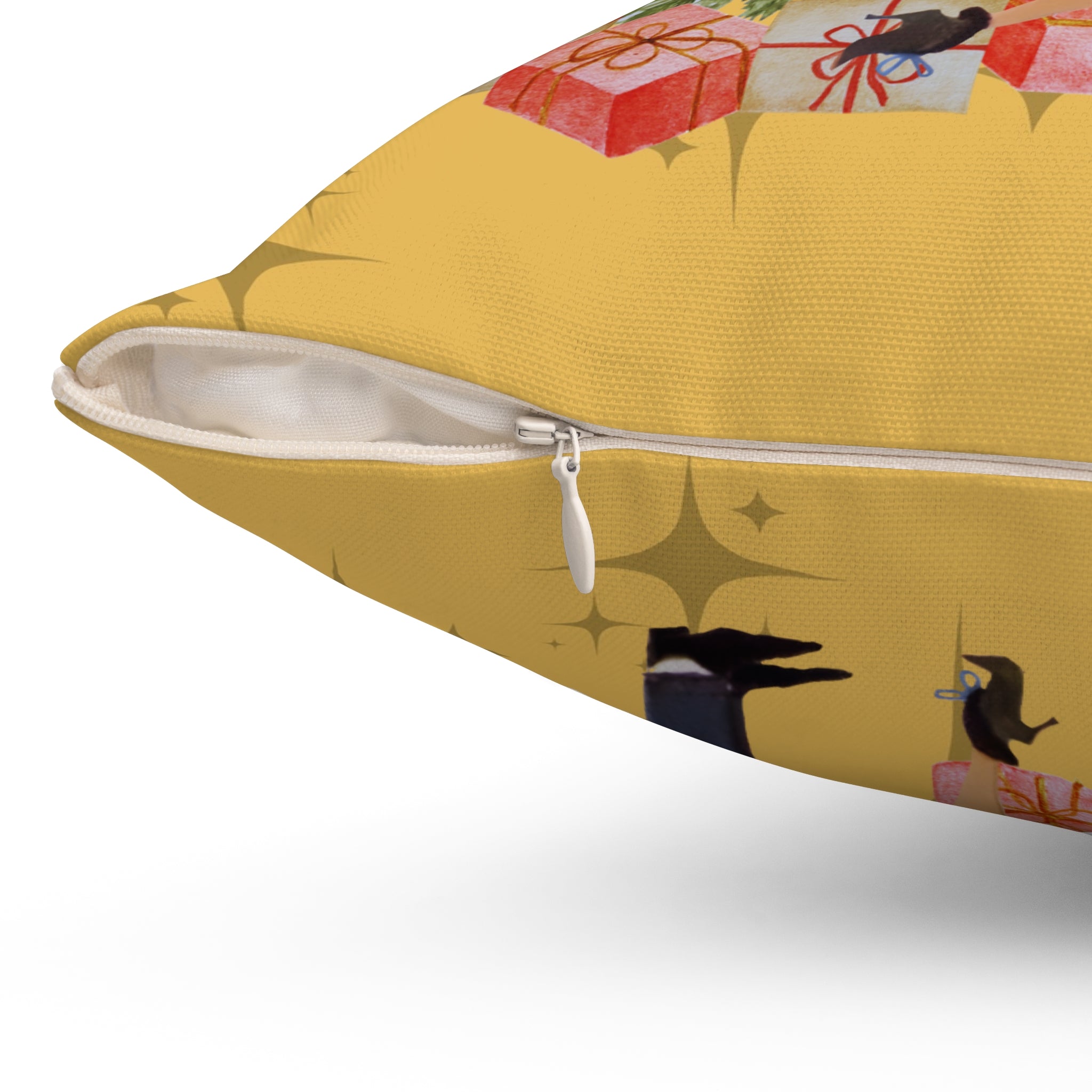 Retro Holiday Kitsch, Merry Christmas Decorative Pillow - Retro Holiday Throw Cushion - Mid Century Modern Gal