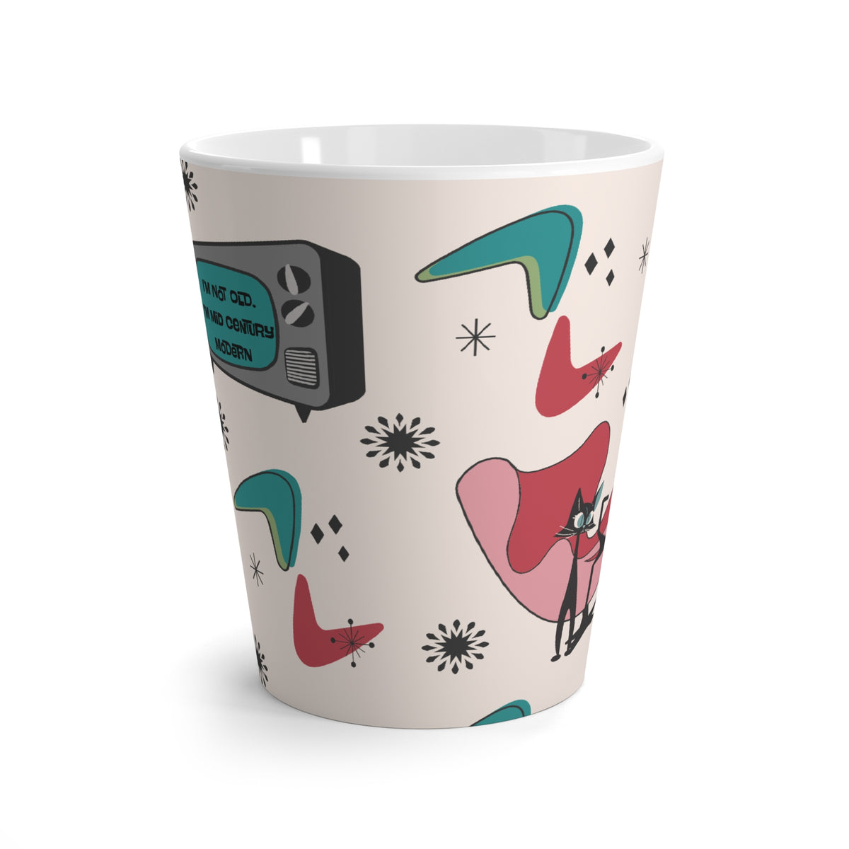 Mid Century Modern Kitschy Cat Funny I'm Not Old, I'm Mid Century Modern Latte Mug - Mid Century Modern Gal