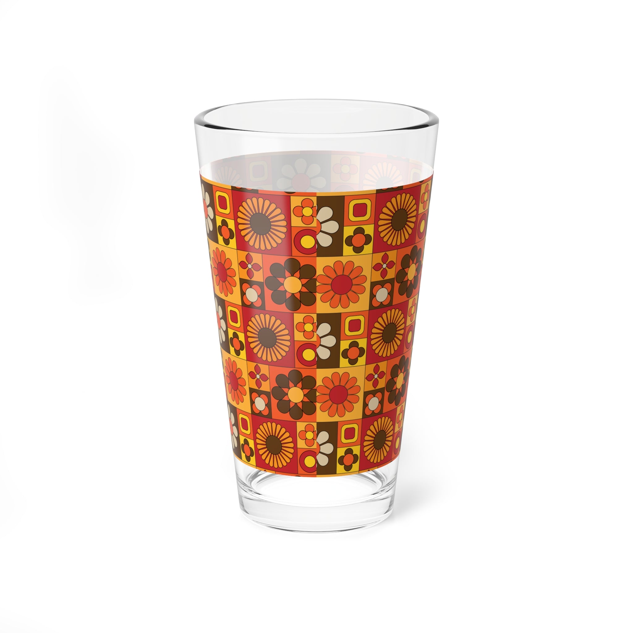Retro 60s Flower Power Floral Mixing Glass -Vintage Style Drinkware - Mid Century Modern Gal