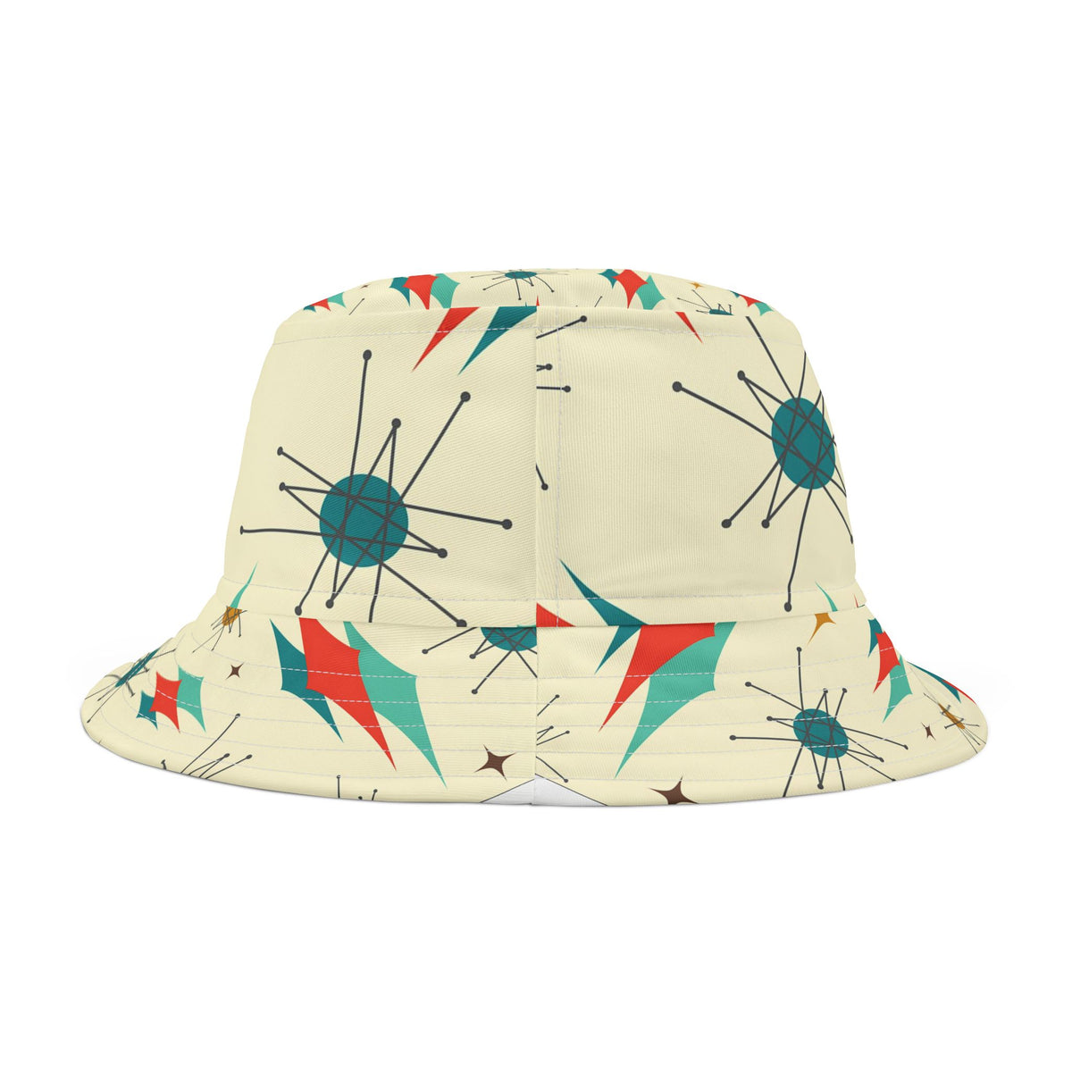 Mid Century Modern Designed Franciscan Diamond Atomic Christmas Cat Bucket Hat - Mid Century Modern Gal