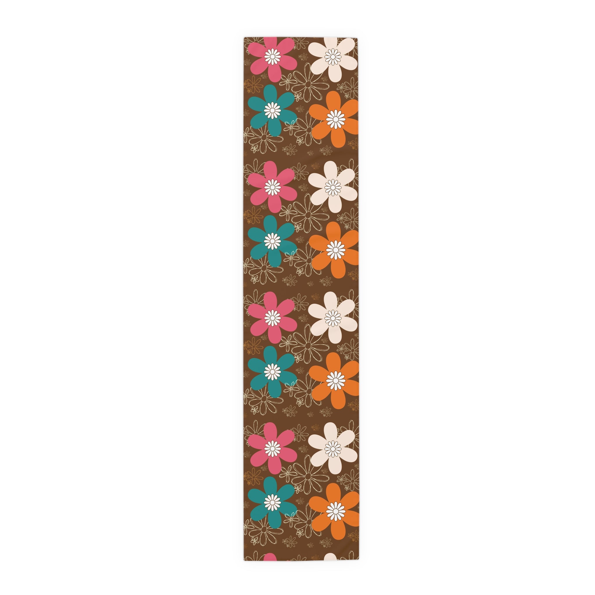 Retro Groovy Flower Power Mid Mod Brown Orange Teal Floral - Mid Century Modern Gal