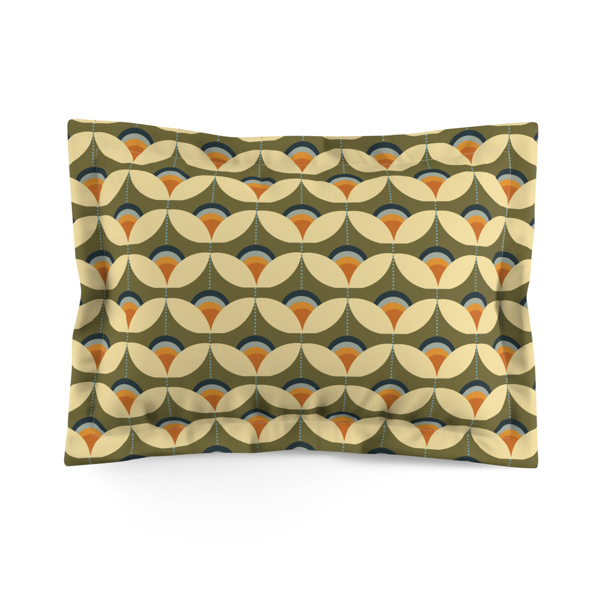 Scandinavian Modern Danish, Green, Beige Orange, Blue, Mid Century Modern Designed Microfiber Pillow Sham - Mid Century Modern Gal