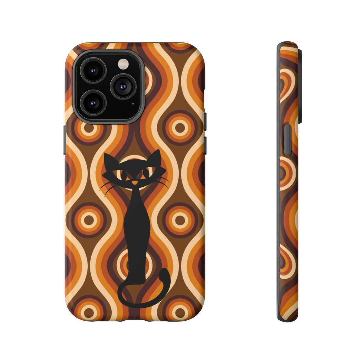 Retro Phone Case, Groovy Brown, Atomic Kitsch Cat Tough Smart Phone Cases - Mid Century Modern Gal