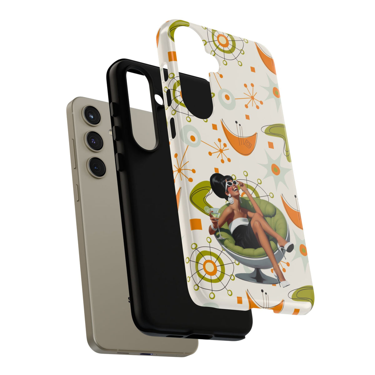 Mid Century Modern Atomic Starburst Mid Mod 60s Gal Retro Chic Tough Phone Case with Vintage Glamour Design