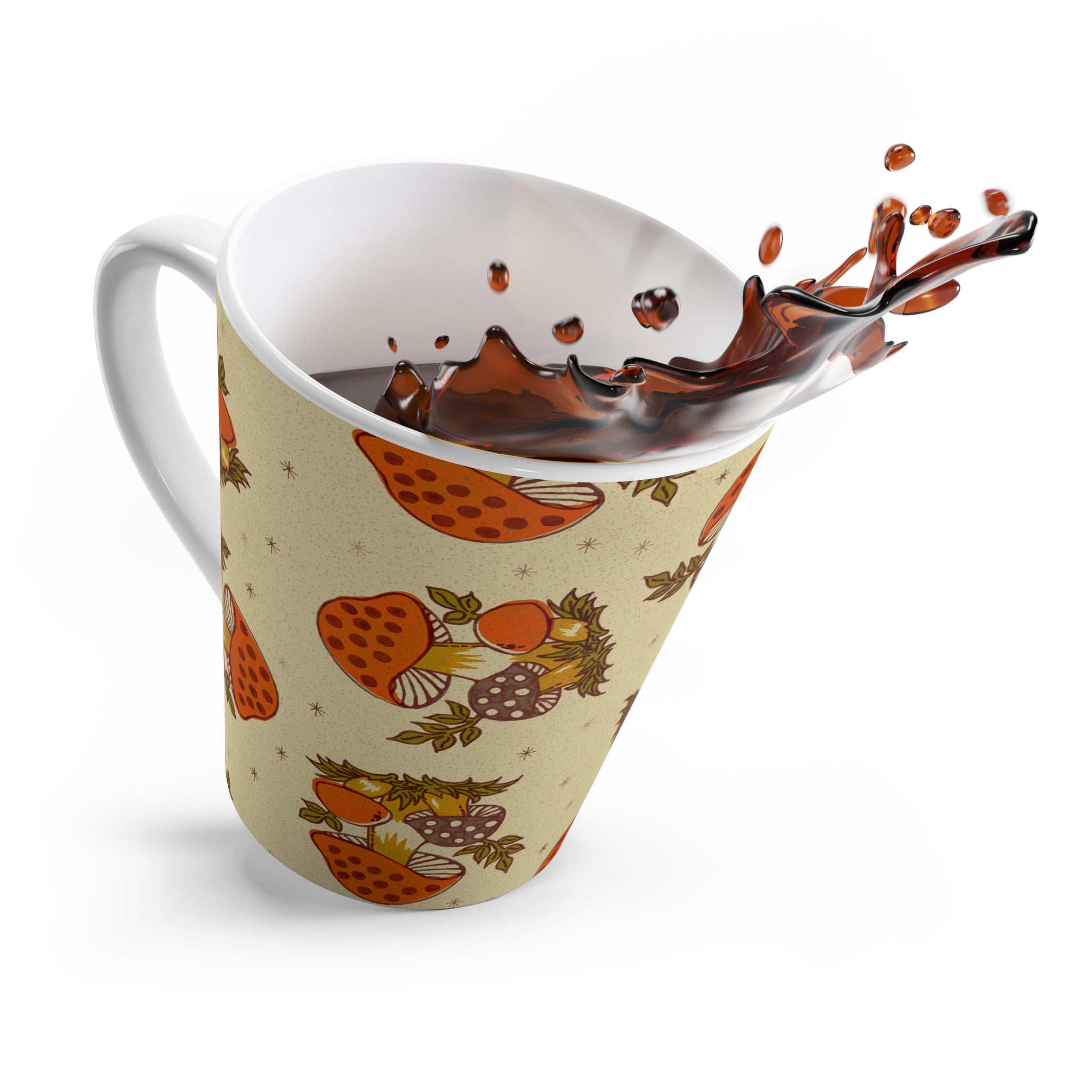 70s Vintage Merry Mushroom Groovy Retro Latte Mug - Mid Century Modern Gal