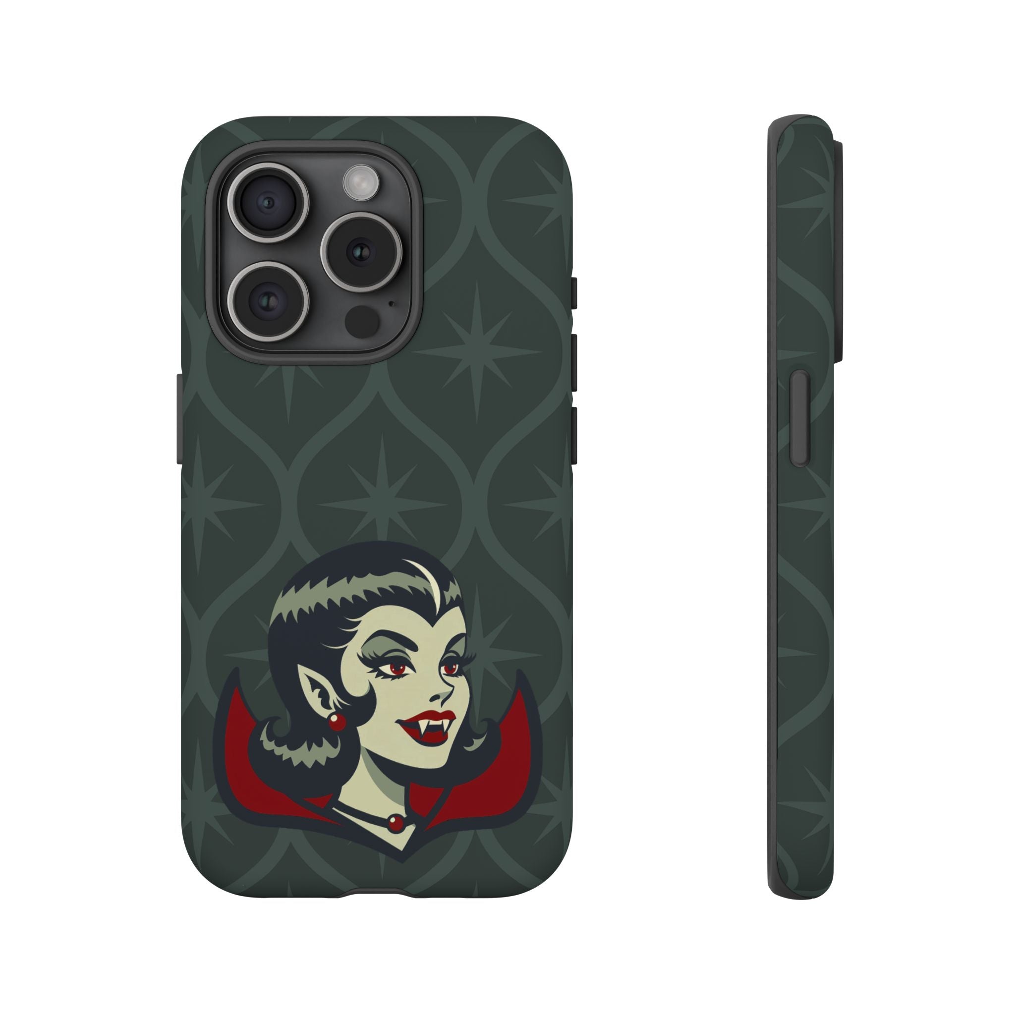 Vampire Dracula Girl Halloween Goth Horror Buff MCM Green Tough Phone Case