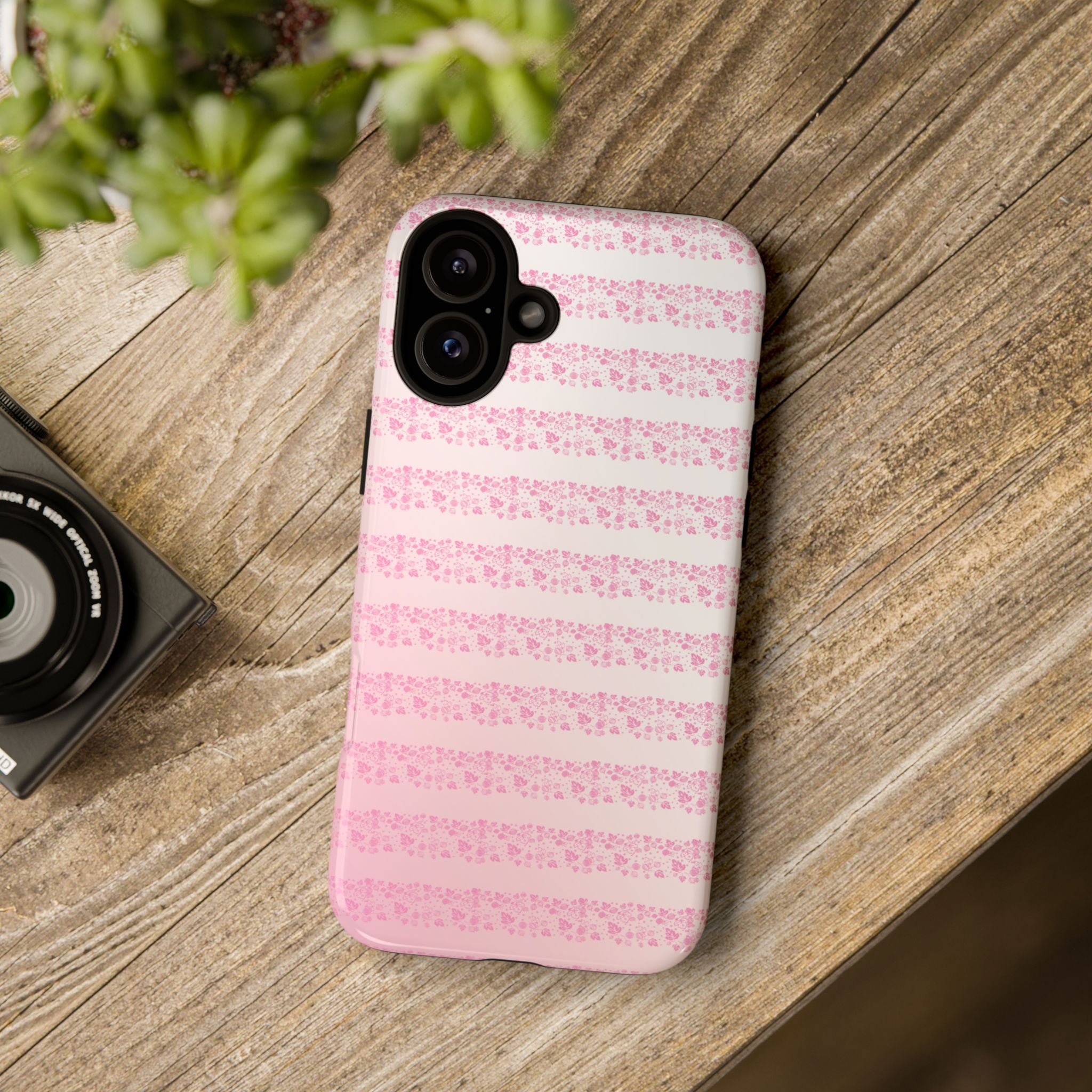 Pink Pyrex Gooseberry Striped Phone Case, Stylish Phone Cover, Tough Protective Case, Cute Cell Phone Case, Trending Gift for Her