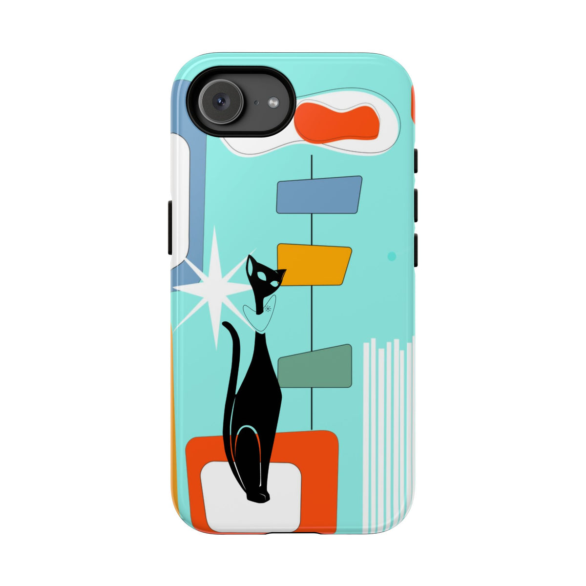 Atomic Cat, Mid Mod Aqua Blue, Geometric, Samsung, Google Pixel, Apple iPhone Tough Cases