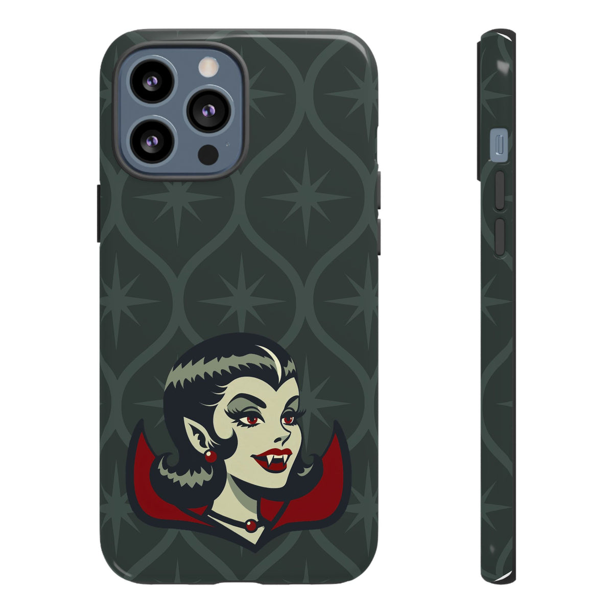 Vampire Dracula Girl Halloween Goth Horror Buff MCM Green Tough Phone Case