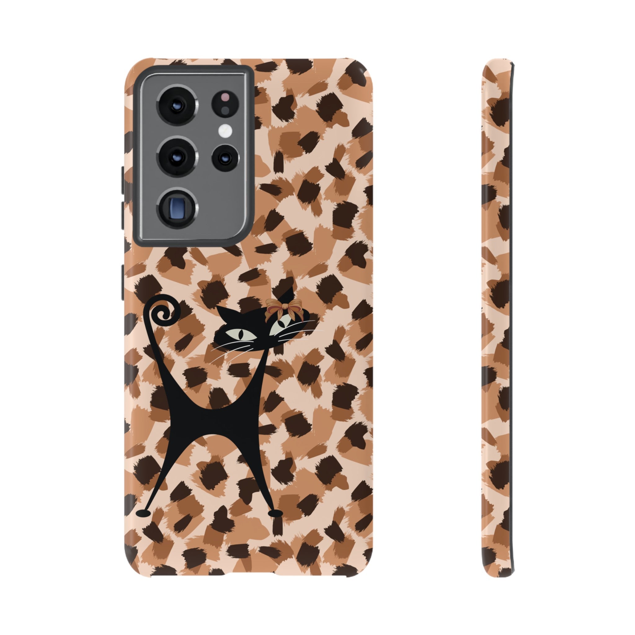 Mid Century Modern Atomic Cat, Animal Print Kitschy Trendy Smart Phone Tough Cases - Mid Century Modern Gal