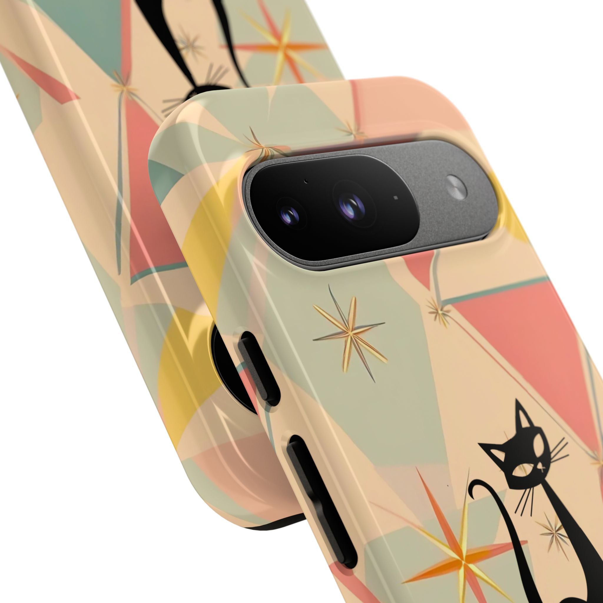 Atomic Cat Mid Mod Retro Cat Phone Case | Tough Cases with Vintage Vibe | Ideal for Cat Lovers