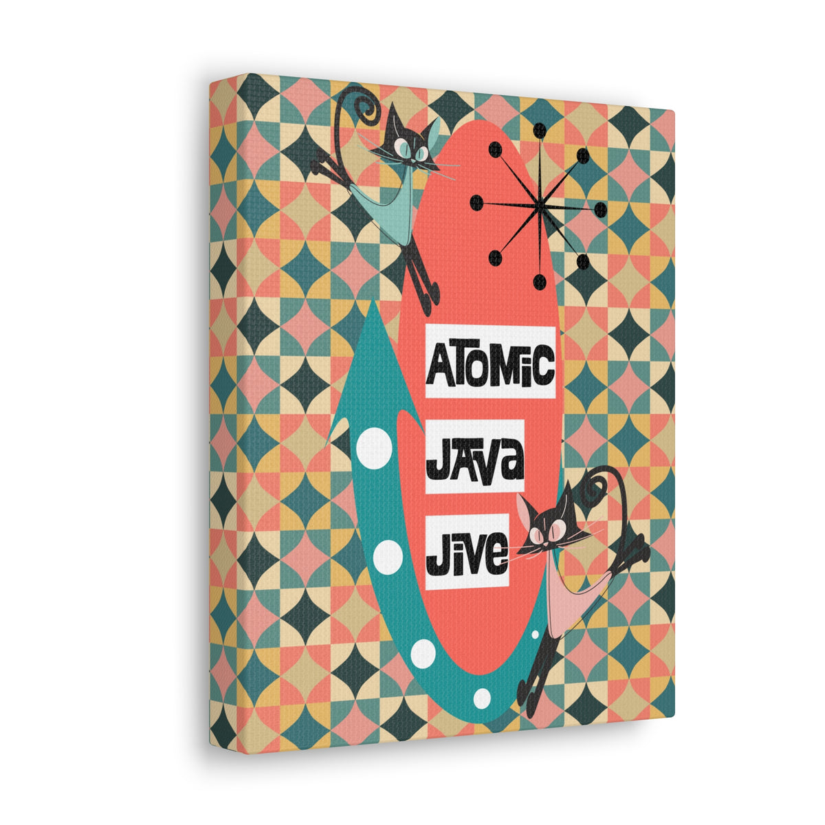 Mid Century Modern Coffee Bar, Coffee Nook, Kitschy 50s Wall Art, Atomic Java Jive Coffee Lover Art - Mid Century Modern Gal