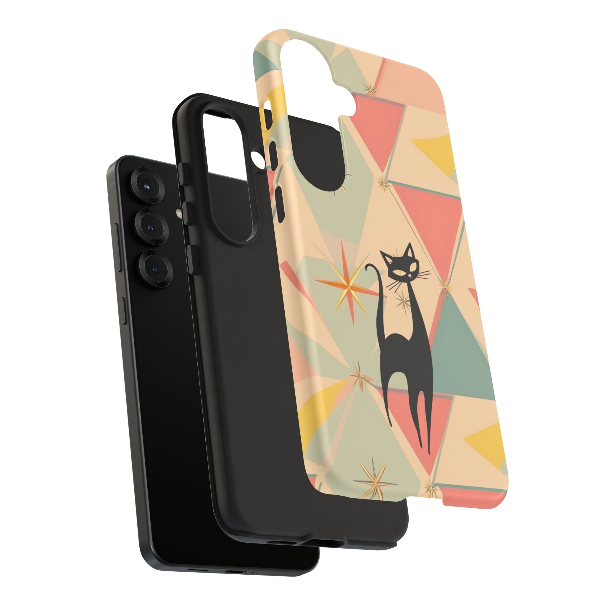 Atomic Cat Mid Mod Retro Cat Phone Case | Tough Cases with Vintage Vibe | Ideal for Cat Lovers