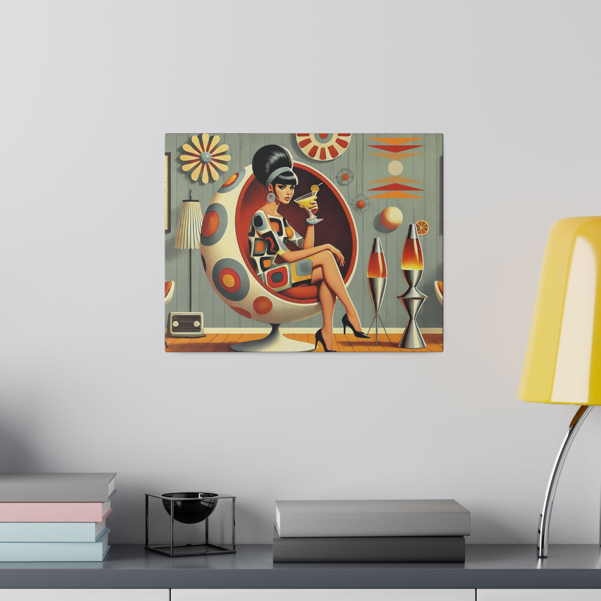 Retro Mod Gal, Atomic Age Kitschy 60s Groovy Wall Art - Mid Century Modern Gal