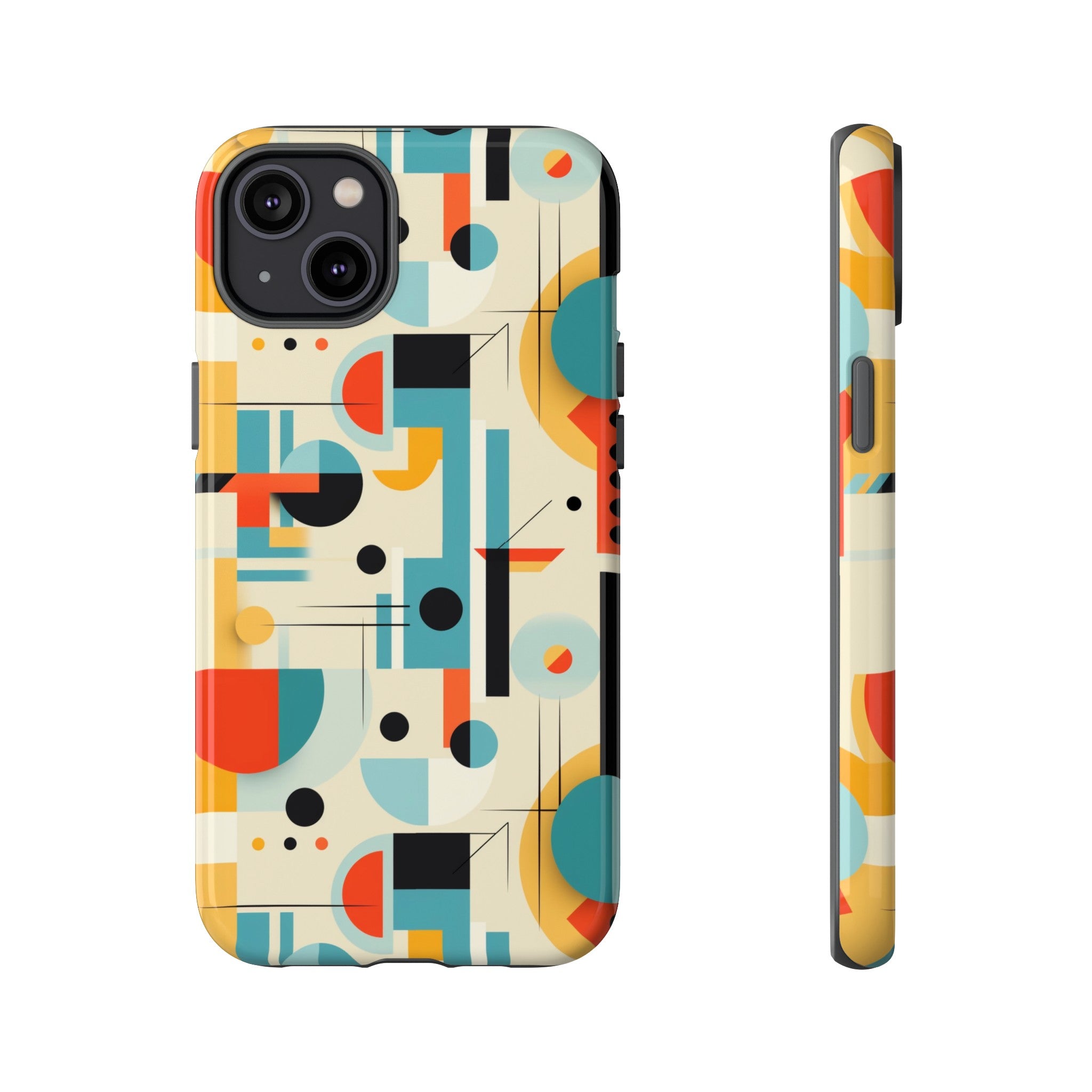 Bauhaus Designed Mid Mod Geometric Groovy Smart Phone, iPhone, Samsung Compatible Tough Cases