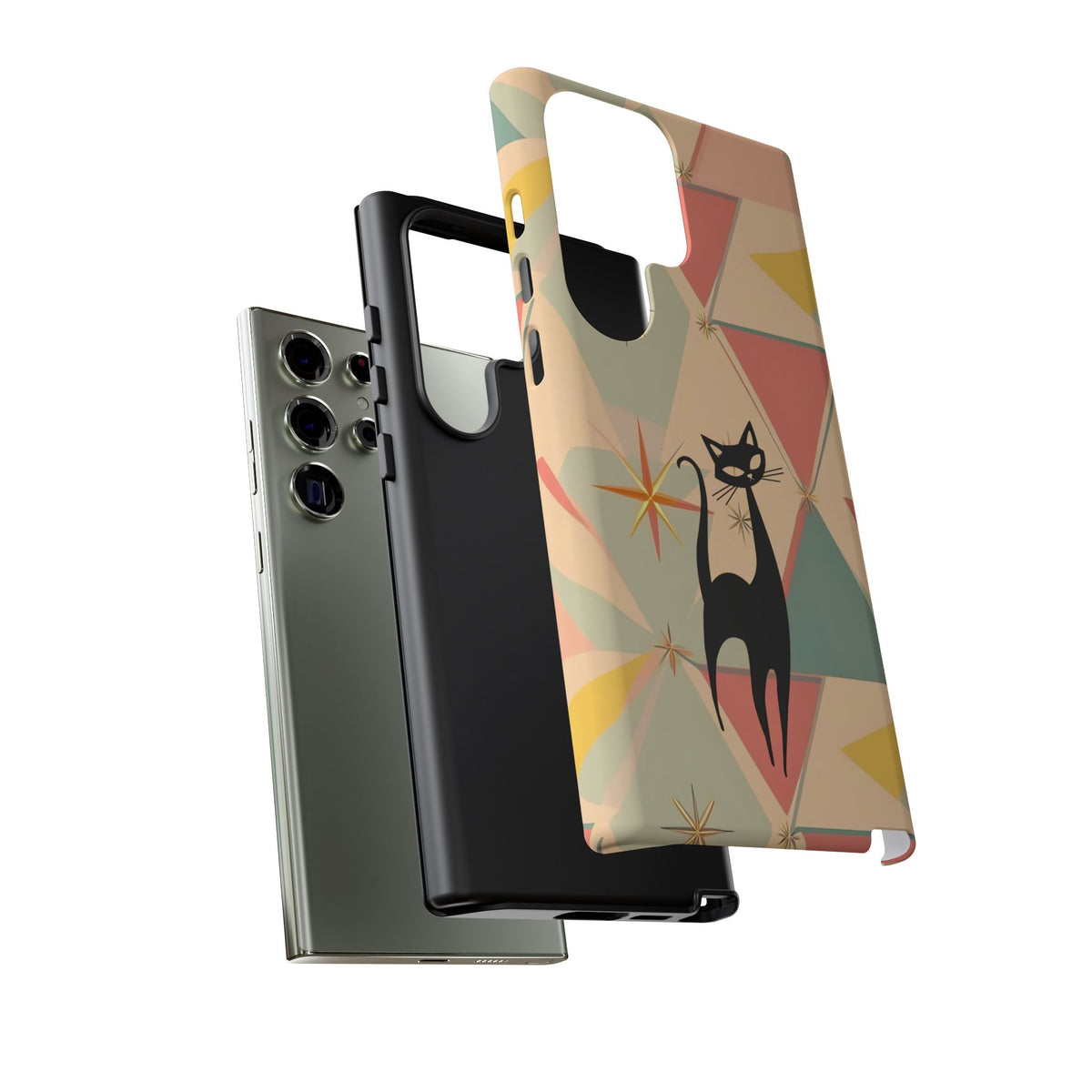 Atomic Cat Mid Mod Retro Cat Phone Case | Tough Cases with Vintage Vibe | Ideal for Cat Lovers