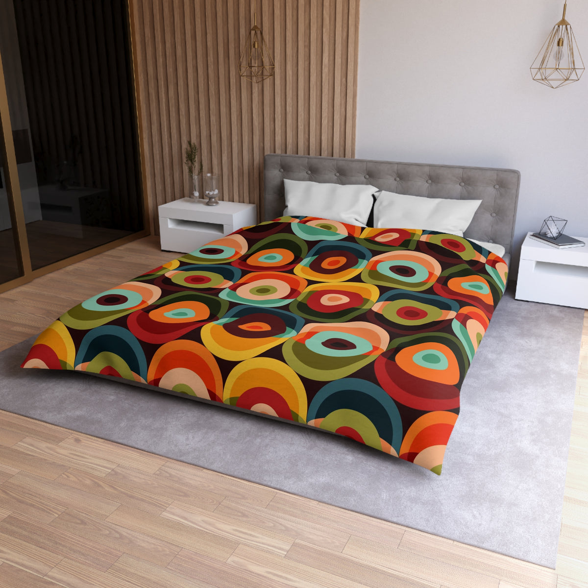 60's 70s Retro Groovy Circles, Hipster Home Decor, Mid Mod, MCM Duvet Cover - Mid Century Modern Gal