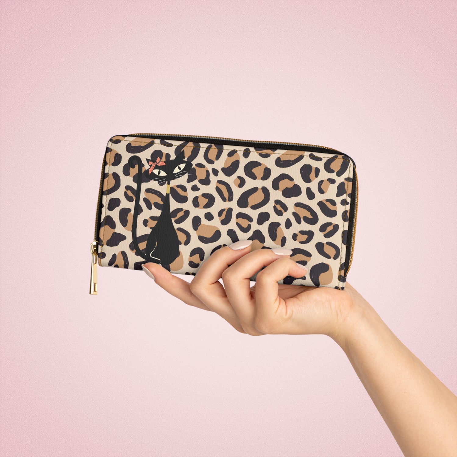 1950s Jungle Print Atomic Cat Mid Mod Zipper Wallet - Mid Century Modern Gal