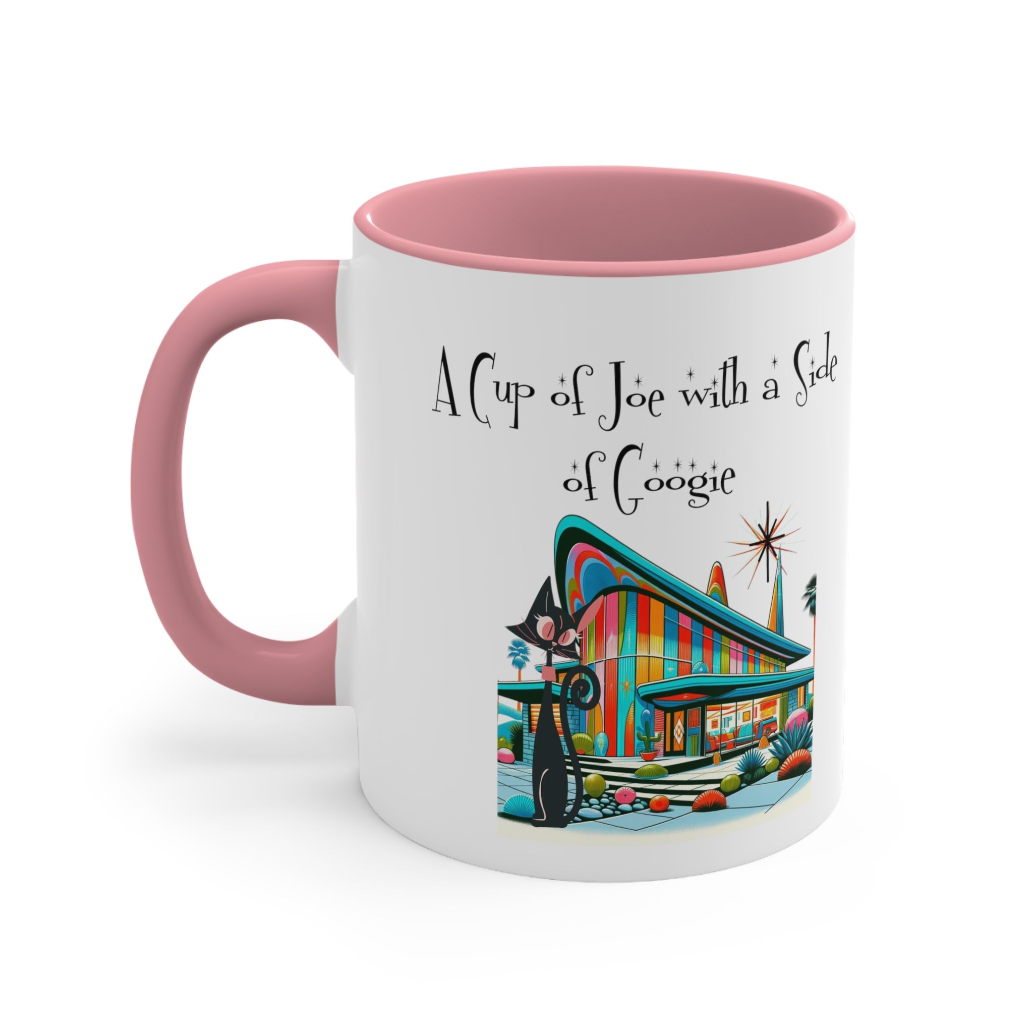 Mid Century Modern Drinkware, Atomic Cat Coffee Mug, Googie Designed, Mid Mod Coffee Lover Gifts - Mid Century Modern Gal