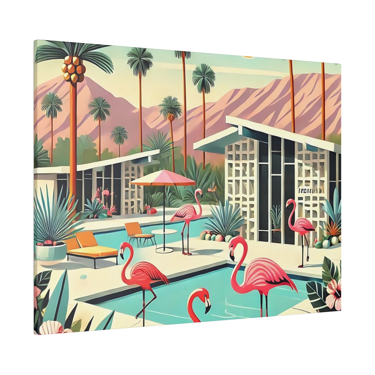 50s Mid Century Modern Wall Art, Palm Springs Flamingo Breeze Block MCM Art - Mid Century Modern Gal