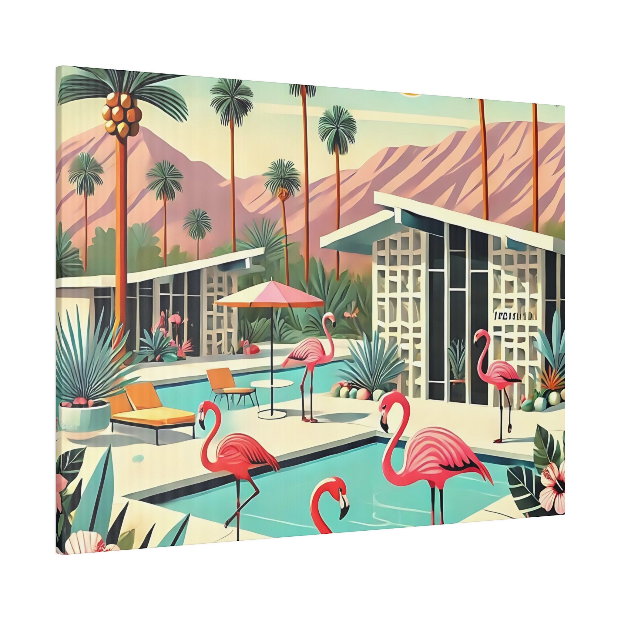 50s Mid Century Modern Wall Art, Palm Springs Flamingo Breeze Block MCM Art - Mid Century Modern Gal