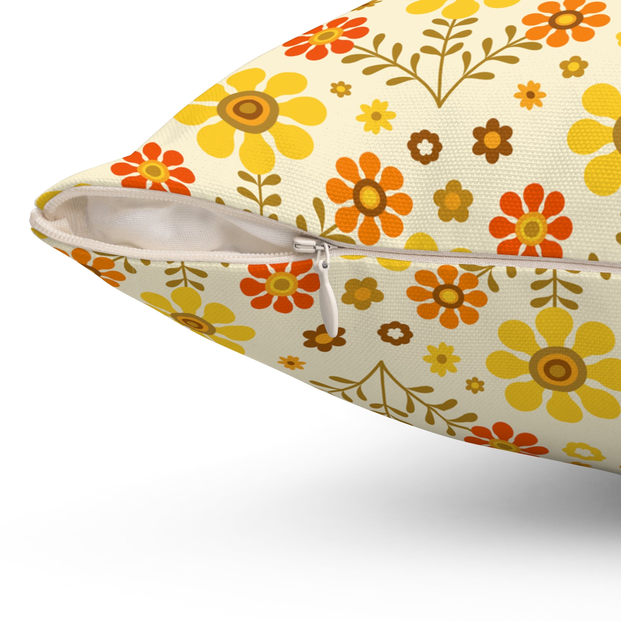 70s Mod Daisy Floral Retro Orange, Yellow Groovy Pillow Cover And Insert - Mid Century Modern Gal