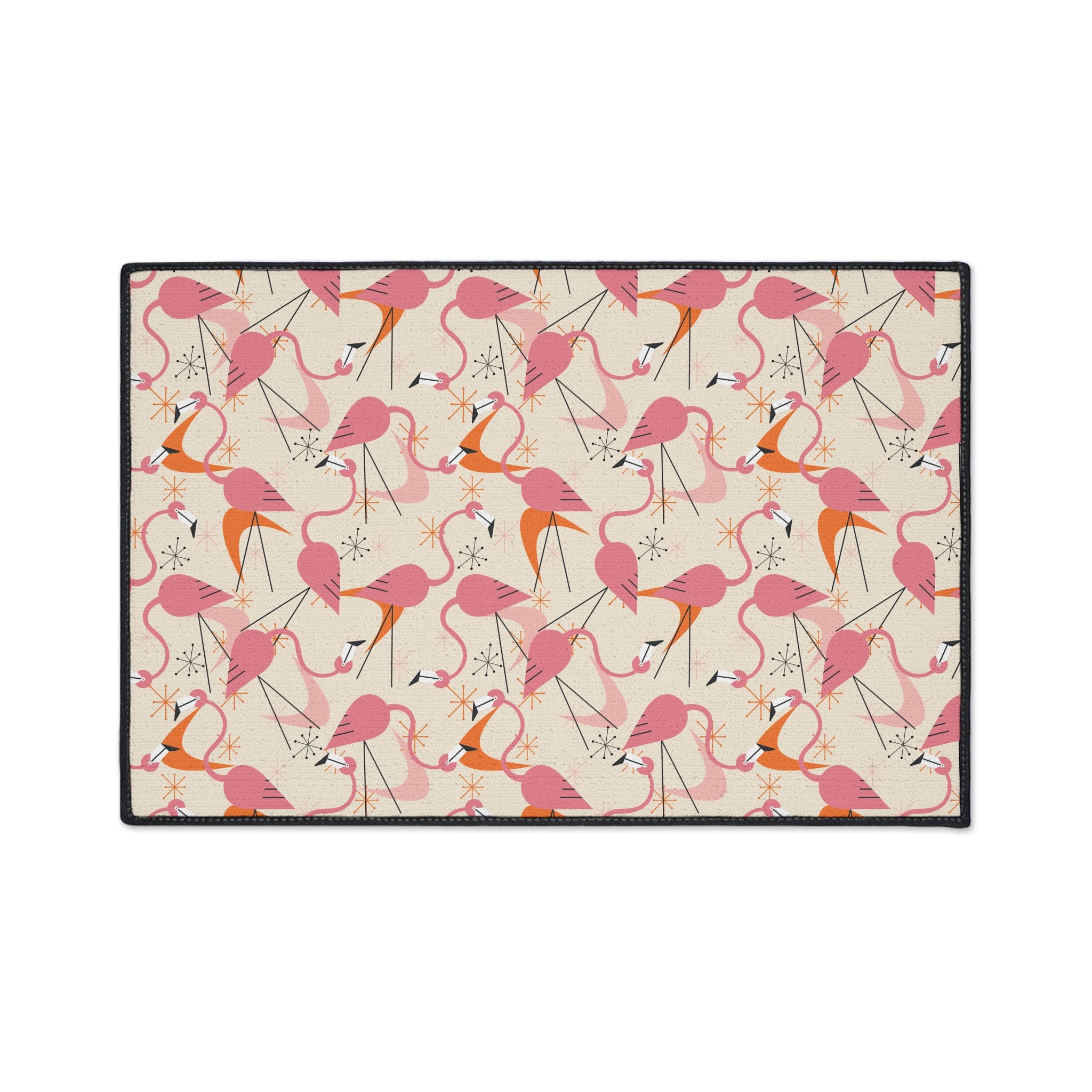 Mid Century Modern Dancing Kitschy Quirky Flamingos Print Heavy Duty Floor Mat - Vibrant Indoor/Outdoor Rug for Home Décor - Mid Century Modern Gal