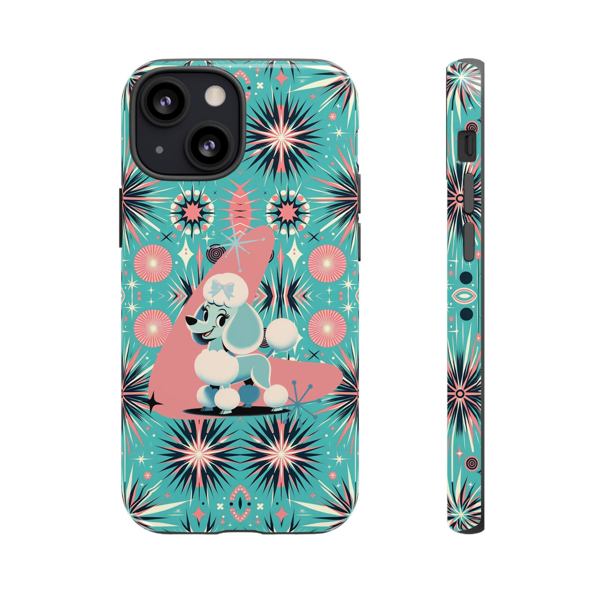 1950s Mid Century Modern Atomic Pink, Poodle Retro Smart Phone Tough Cases - Mid Century Modern Gal