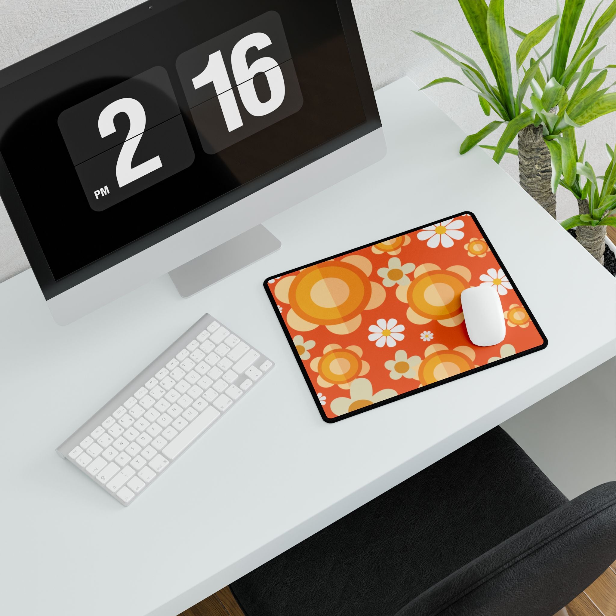 Retro Flower Power Groovy Desk Mat - Mid Century Modern Gal