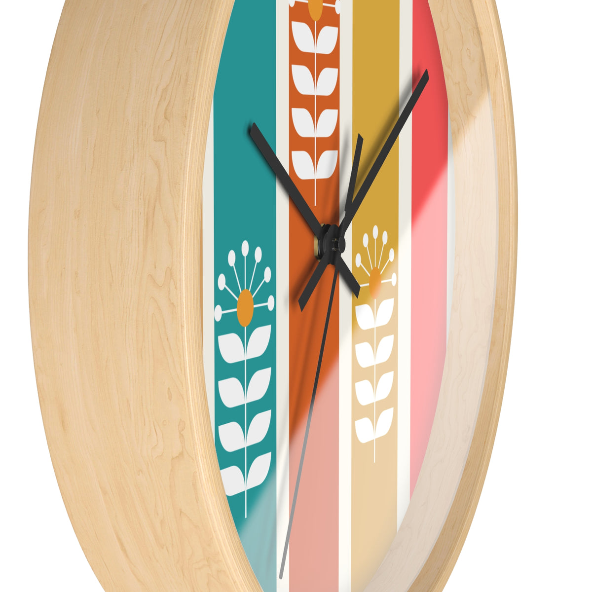Retro Scandinavian Floral Wall Clock - Mid-Century Modern Design Perfect for Home Decor - Mid Century Modern Gal