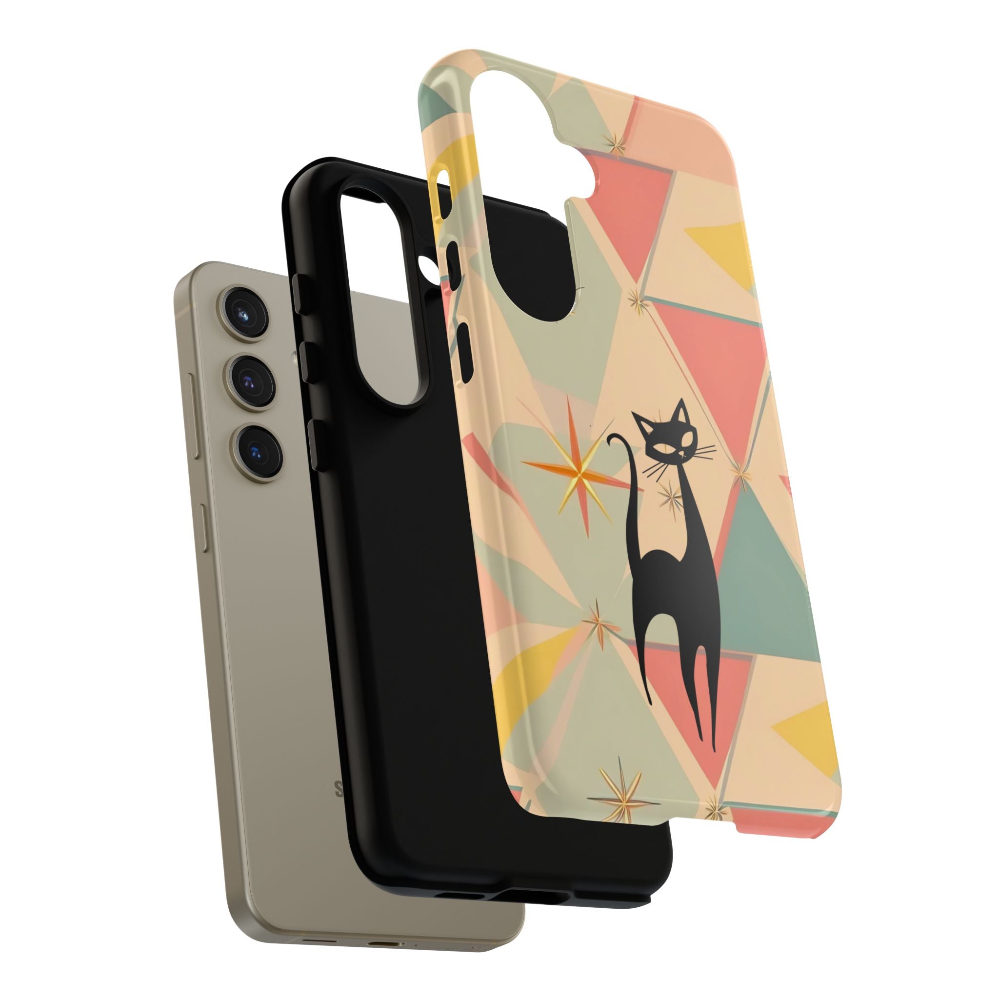 Atomic Cat Mid Mod Retro Cat Phone Case | Tough Cases with Vintage Vibe | Ideal for Cat Lovers