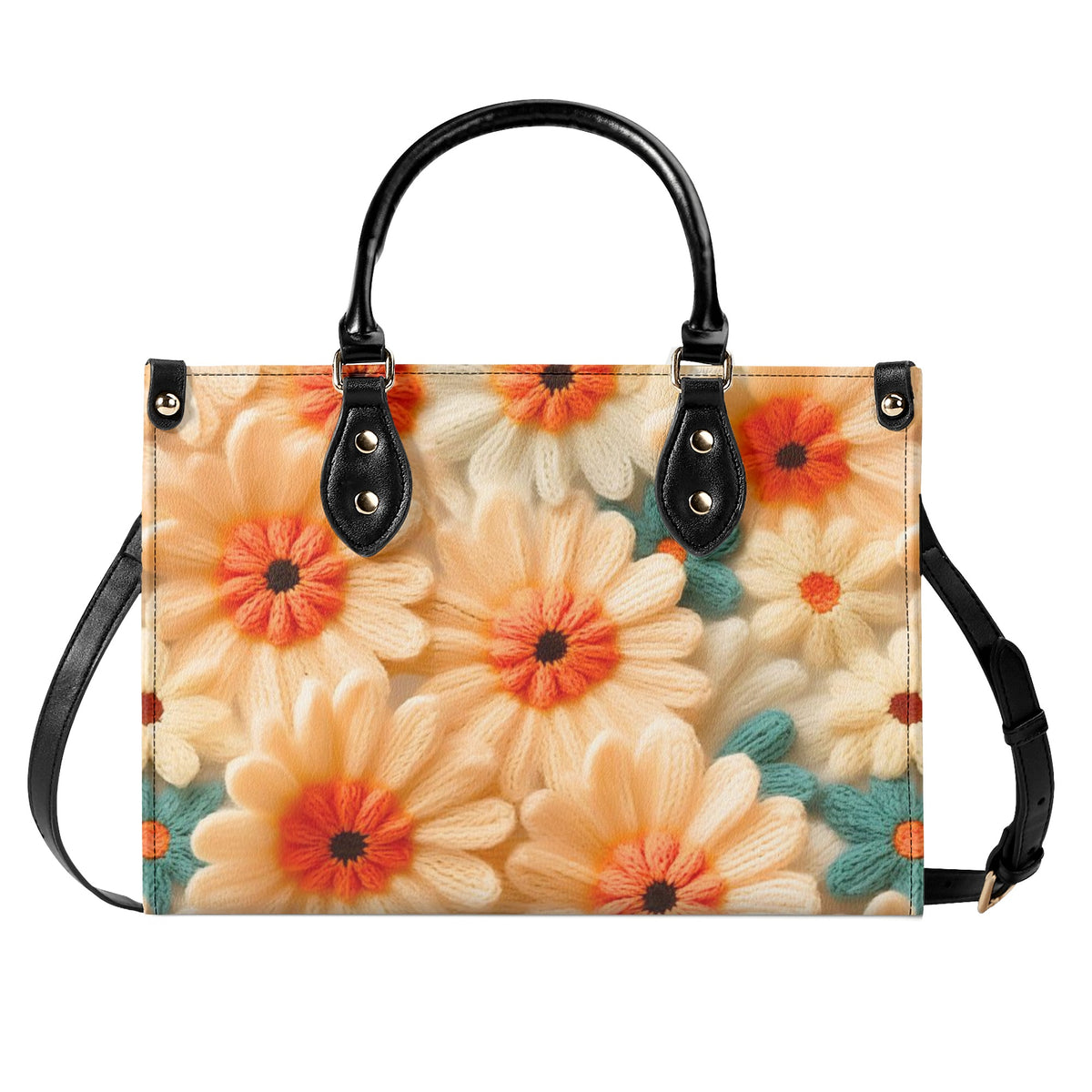 70s Daisy, Faux Crocheted, Mid Mod Shoulder, Retro Handbag - Mid Century Modern Gal